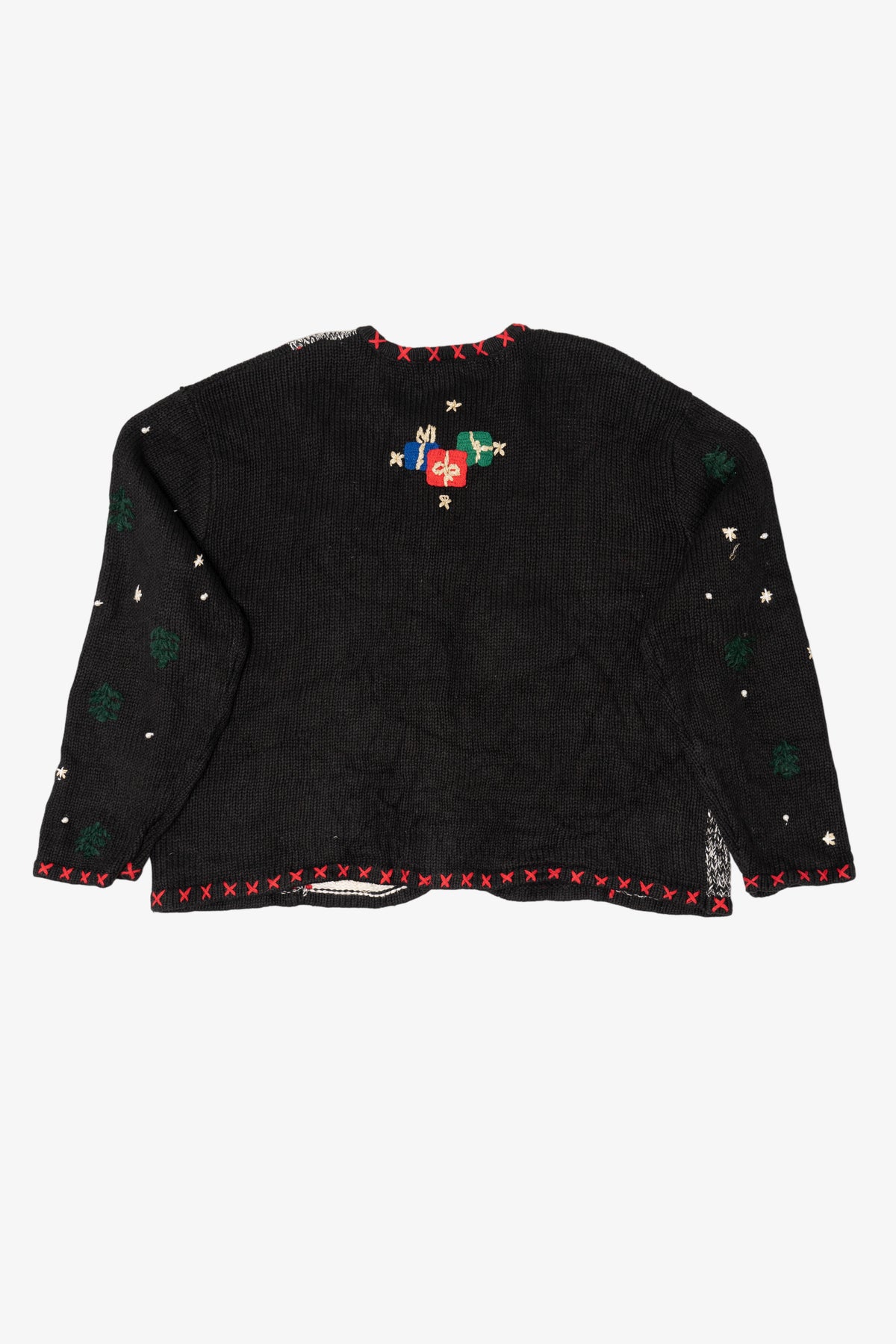 Vintage Black Designers Originals Studio Squares Ugly Christmas Cardigan (1990s)