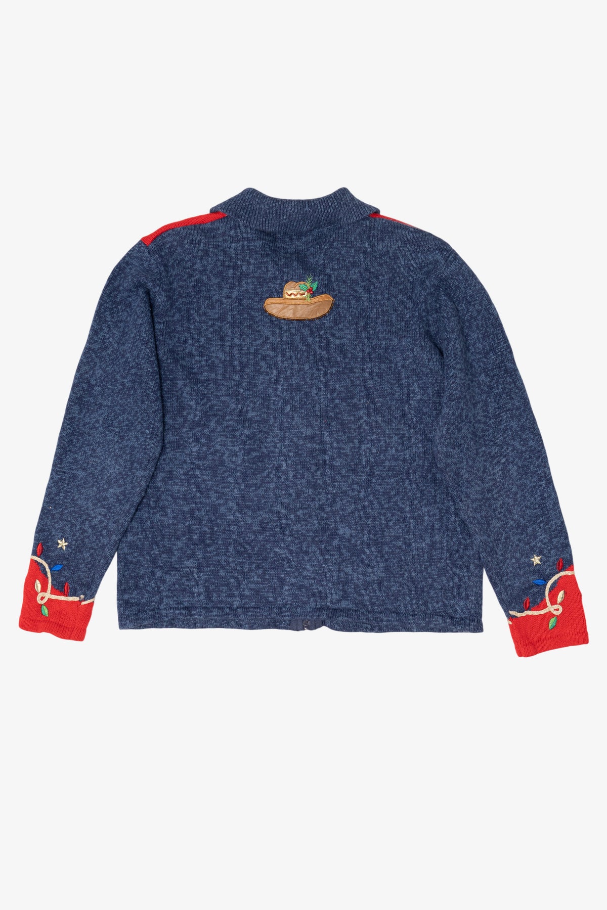 Vintage Blue Tiara International Cowboy Santa Ugly Christmas Cardigan (2000s)