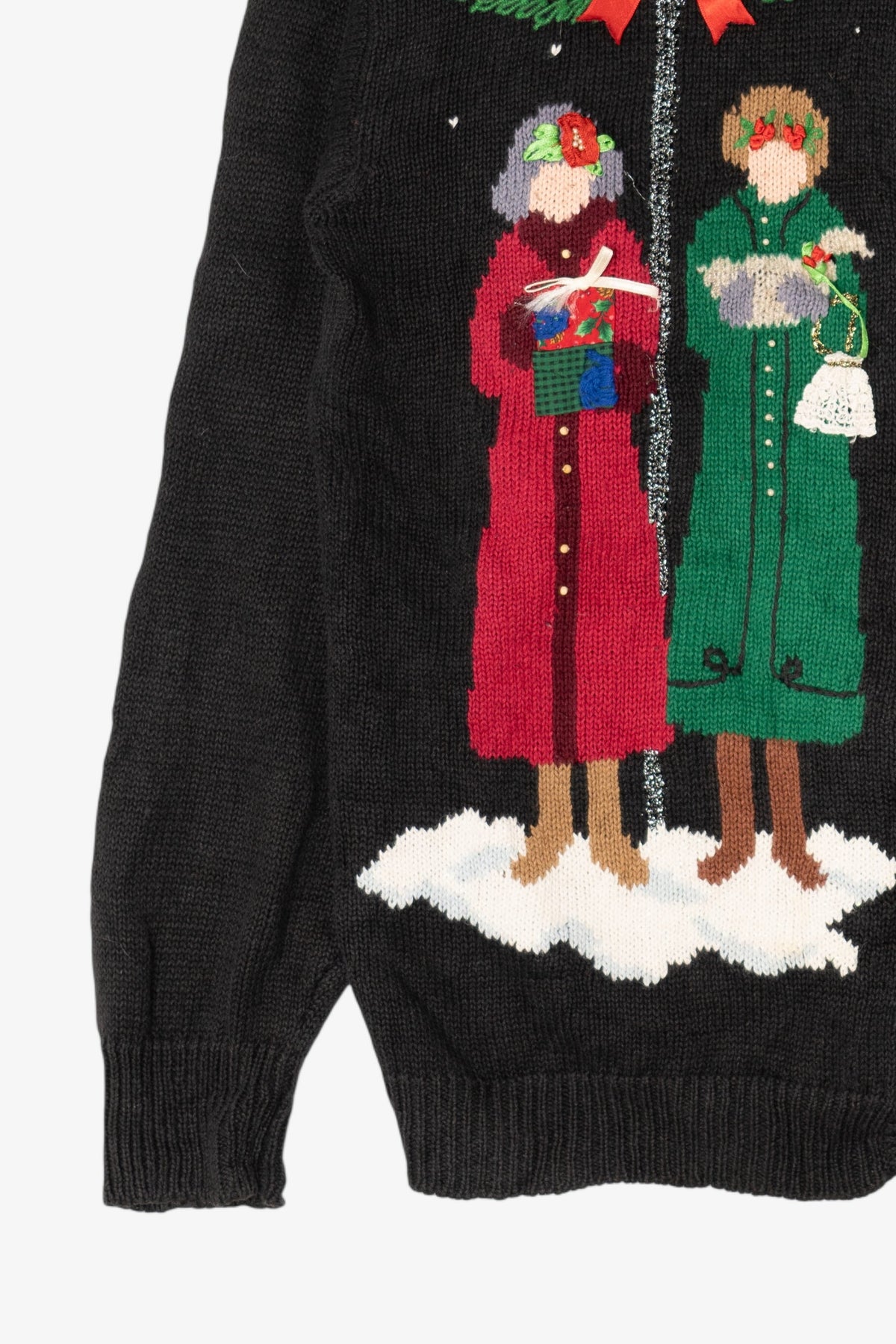 Vintage Black Susan Bristol Caroling Ugly Christmas Cardigan (1990s)