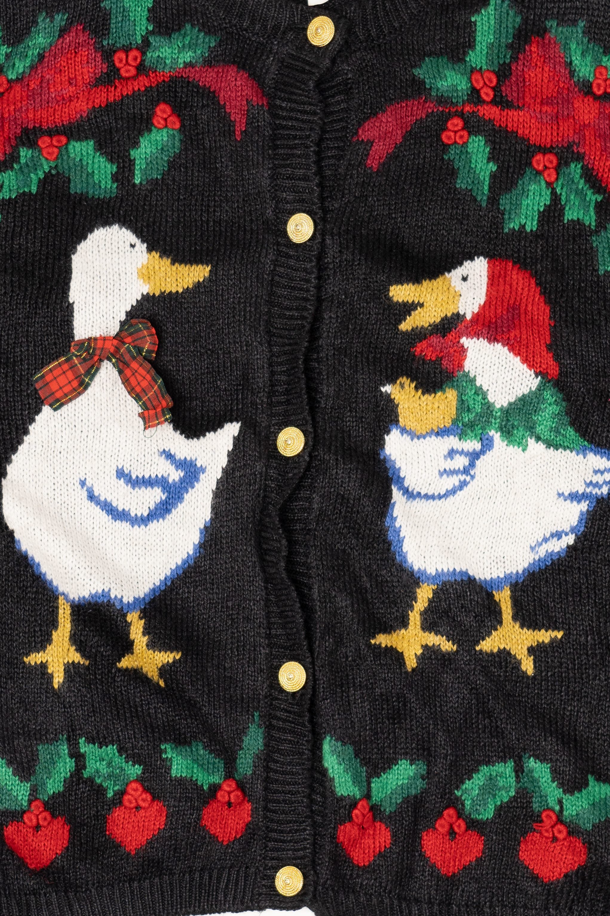 Vintage Black Jantzen Geese Ugly Christmas Cardigan (1990s)