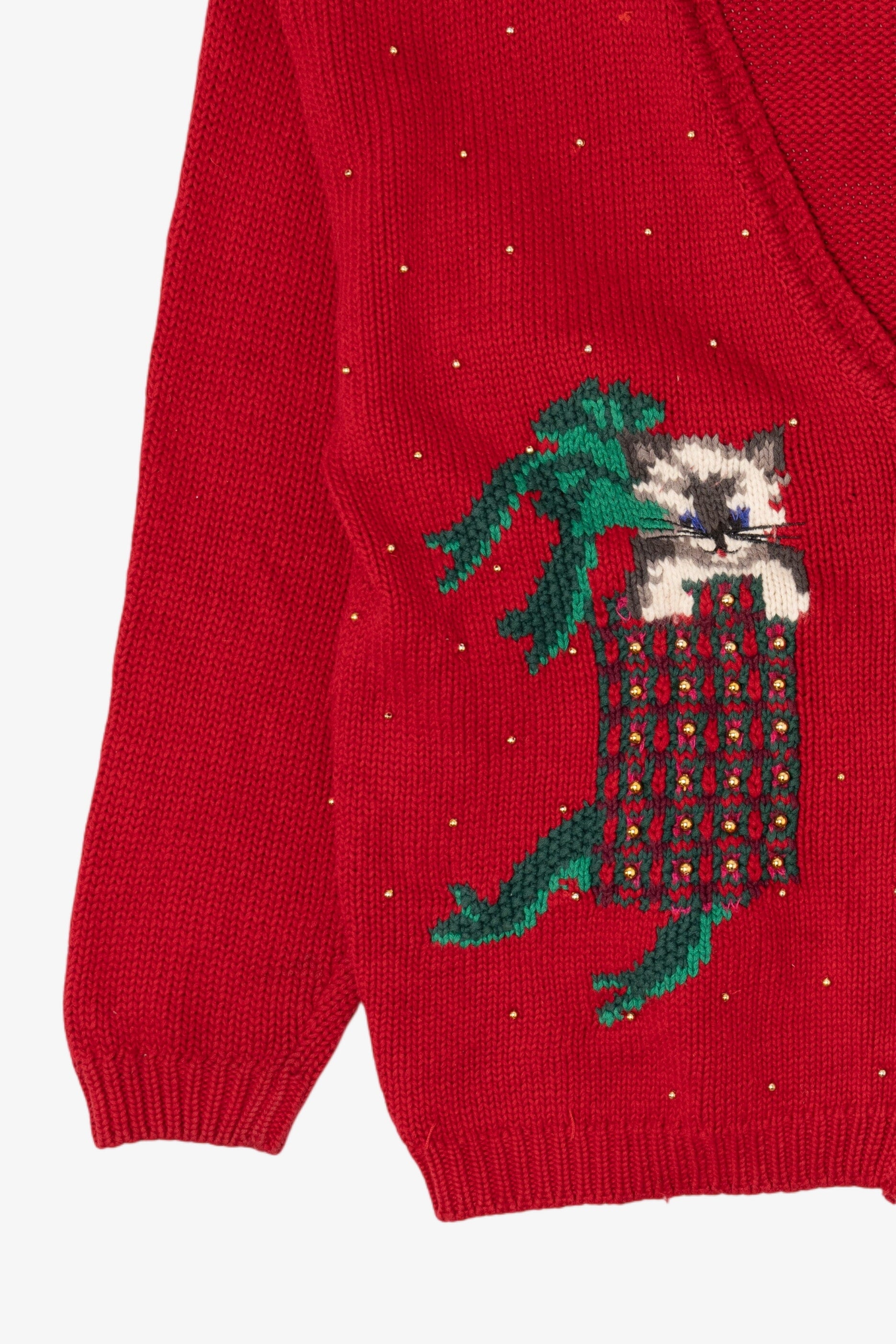 Vintage Red Principles Cats Ugly Christmas Cardigan (1990s)