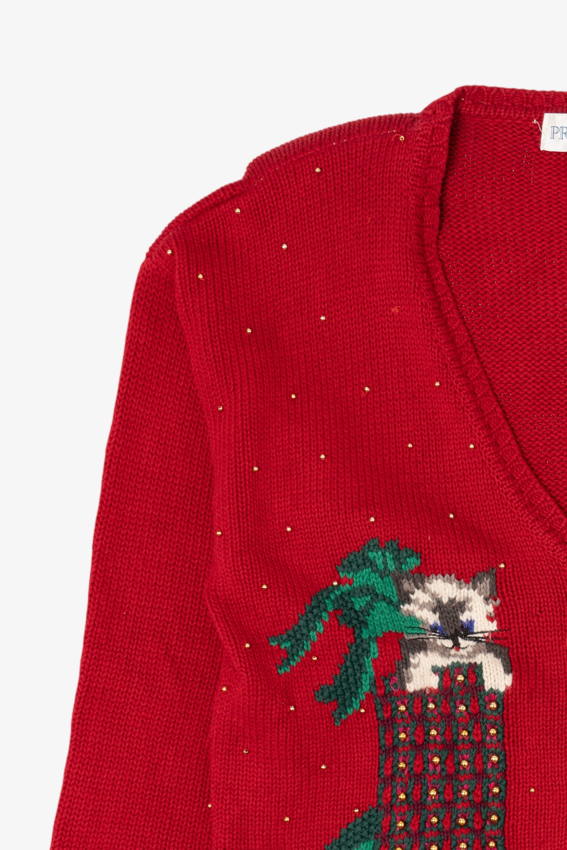 Vintage Red Principles Cats Ugly Christmas Cardigan (1990s)
