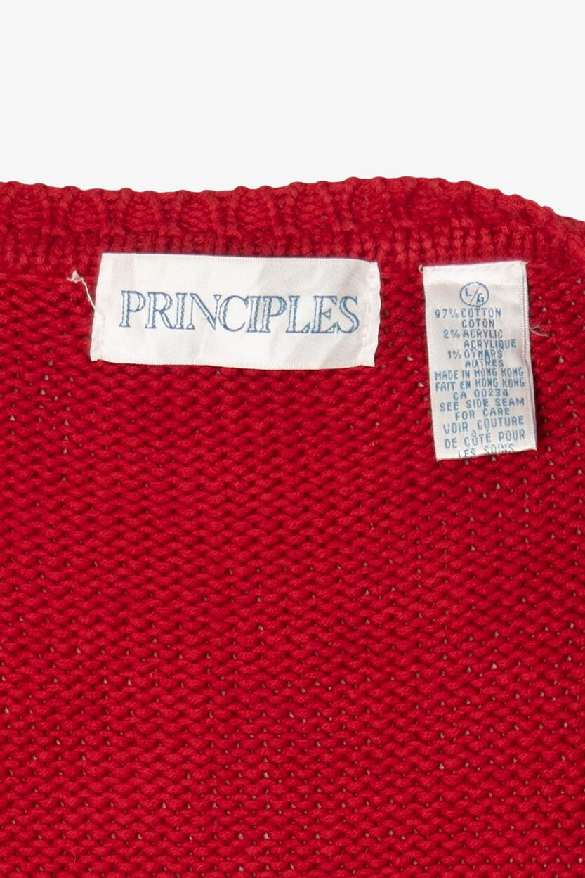 Vintage Red Principles Cats Ugly Christmas Cardigan (1990s)
