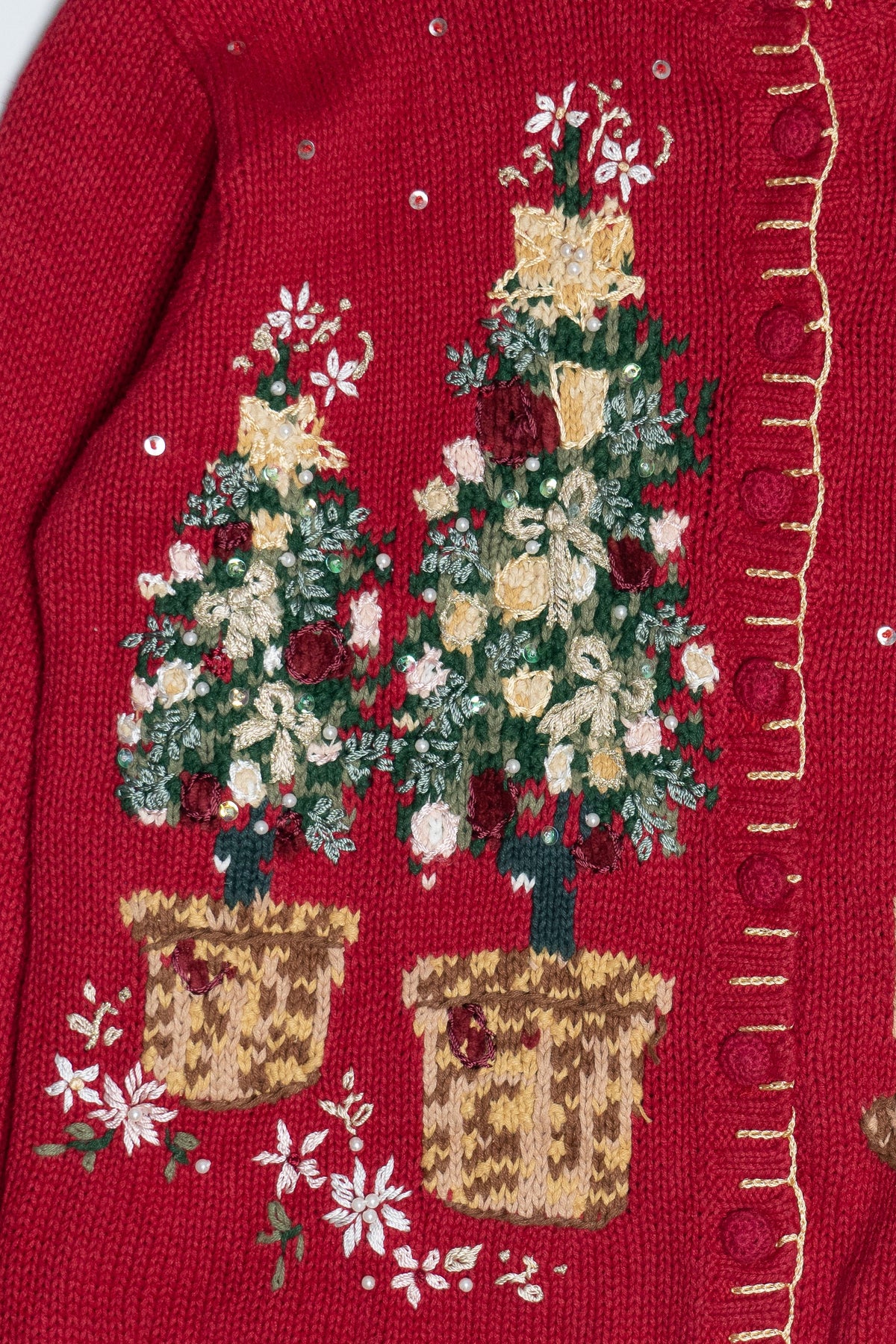 Vintage Tiara International Holiday Bear Ugly Christmas Cardigan (1990s)