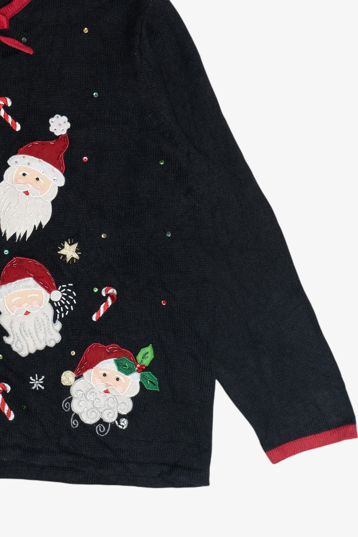 Vintage Tiara International Santas And Candy Canes Ugly Christmas Cardigan (1990s)