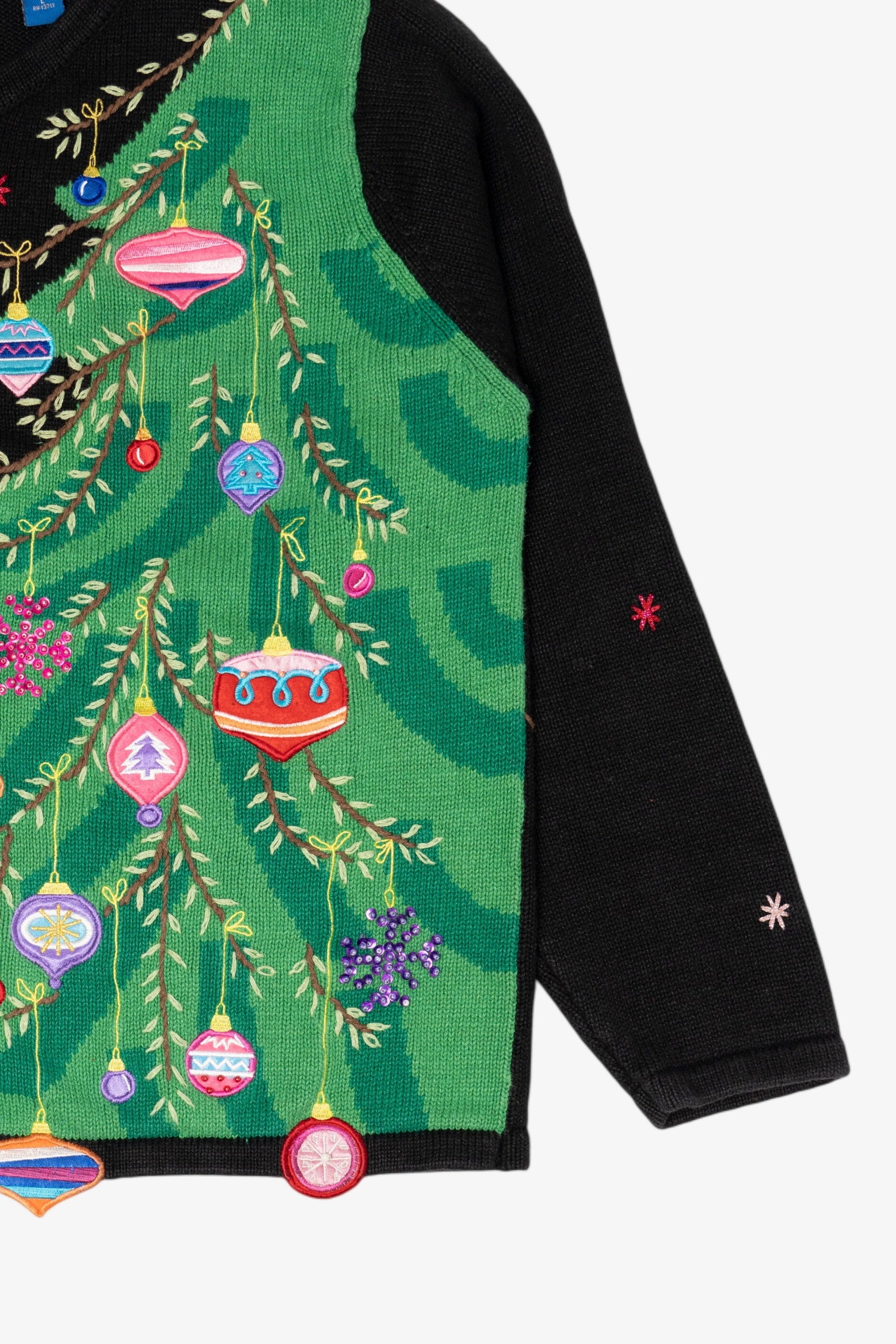 Vintage Karen Scott Ornaments On Tree Ugly Christmas Sweater (2000s)