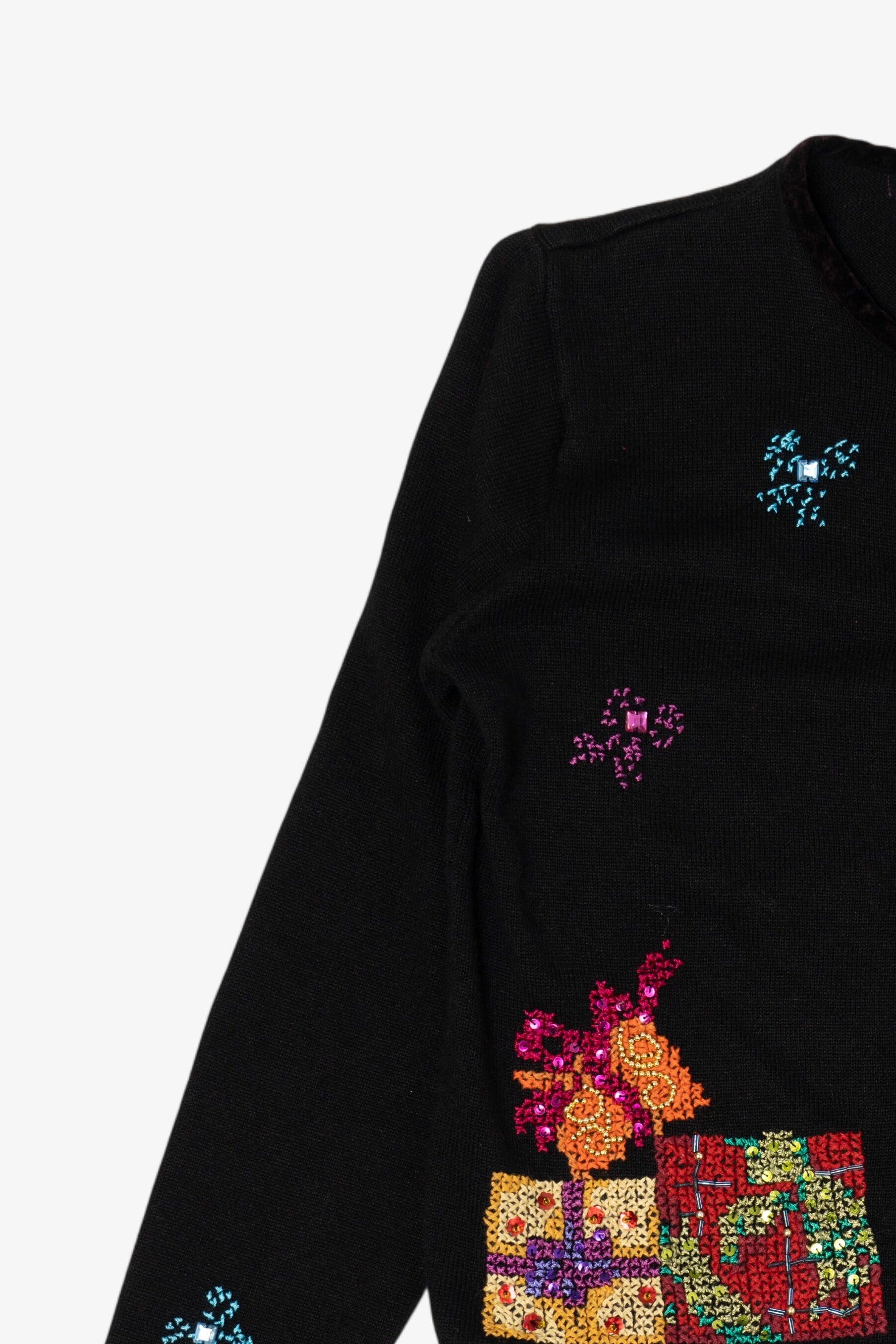 Vintage Black Presents Ugly Christmas Cardigan (1990s)