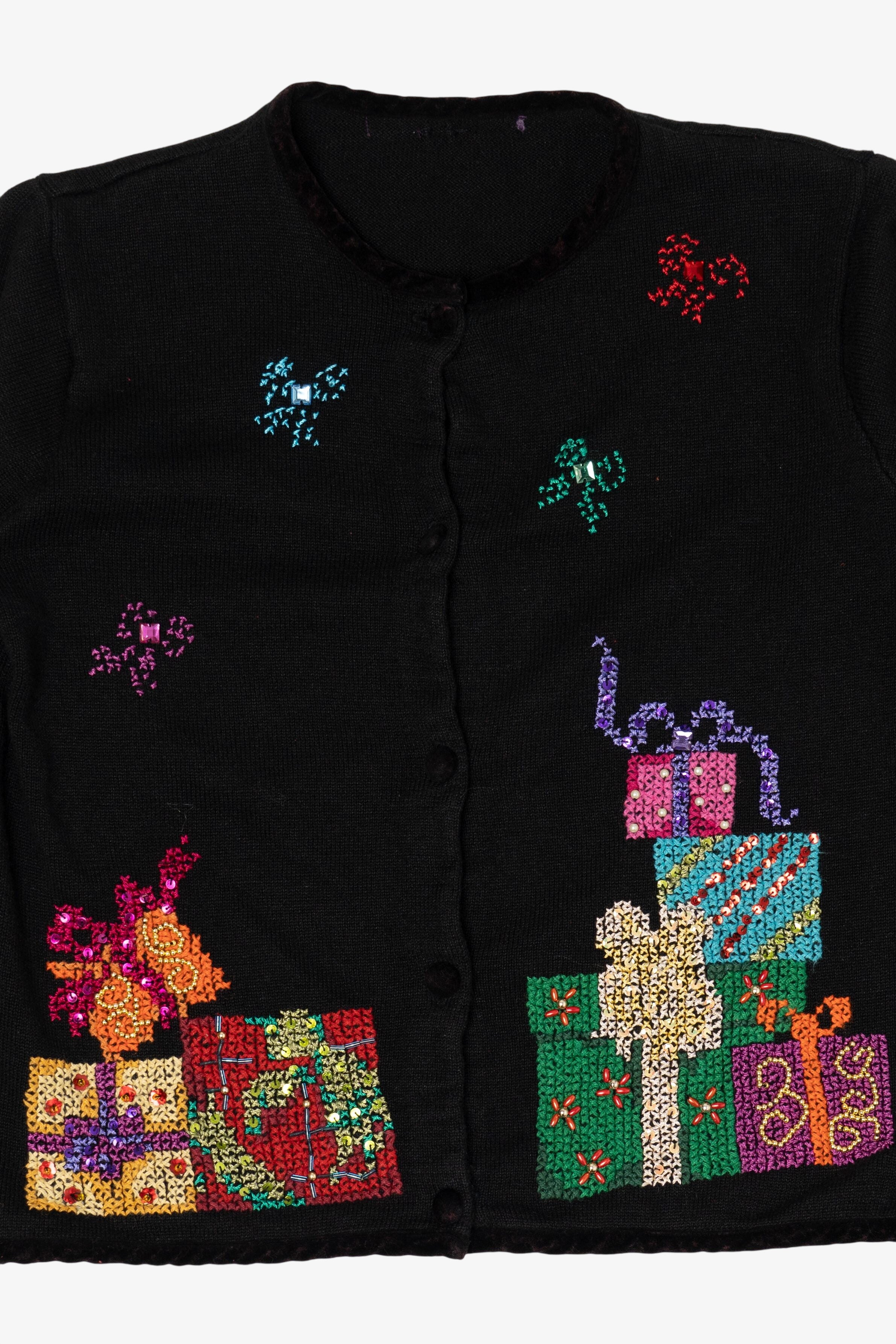 Vintage Black Presents Ugly Christmas Cardigan (1990s)