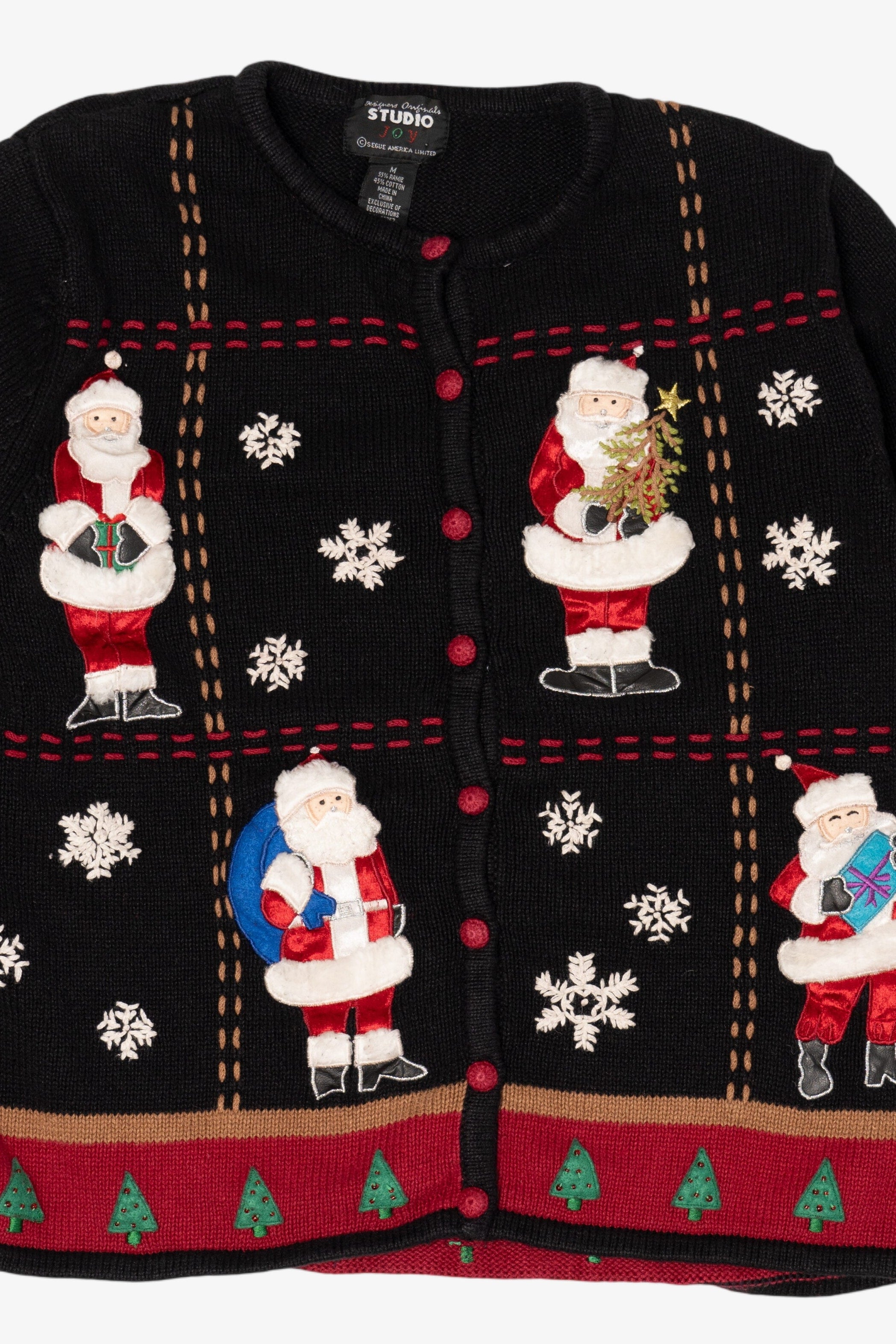 Vintage Black Designers Originals Studio Santa Ugly Christmas Cardigan (1990s)