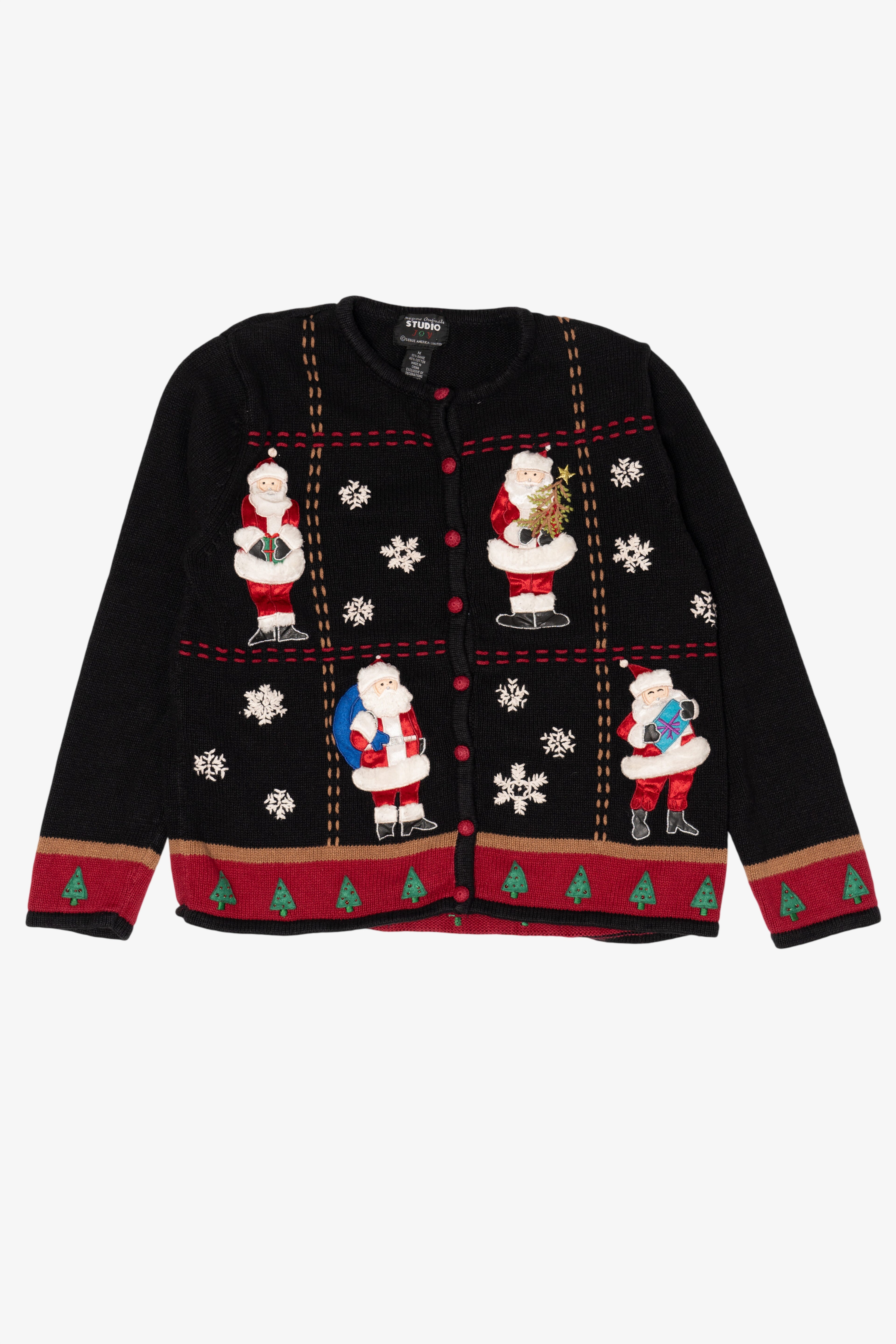 Vintage Black Designers Originals Studio Santa Ugly Christmas Cardigan (1990s)