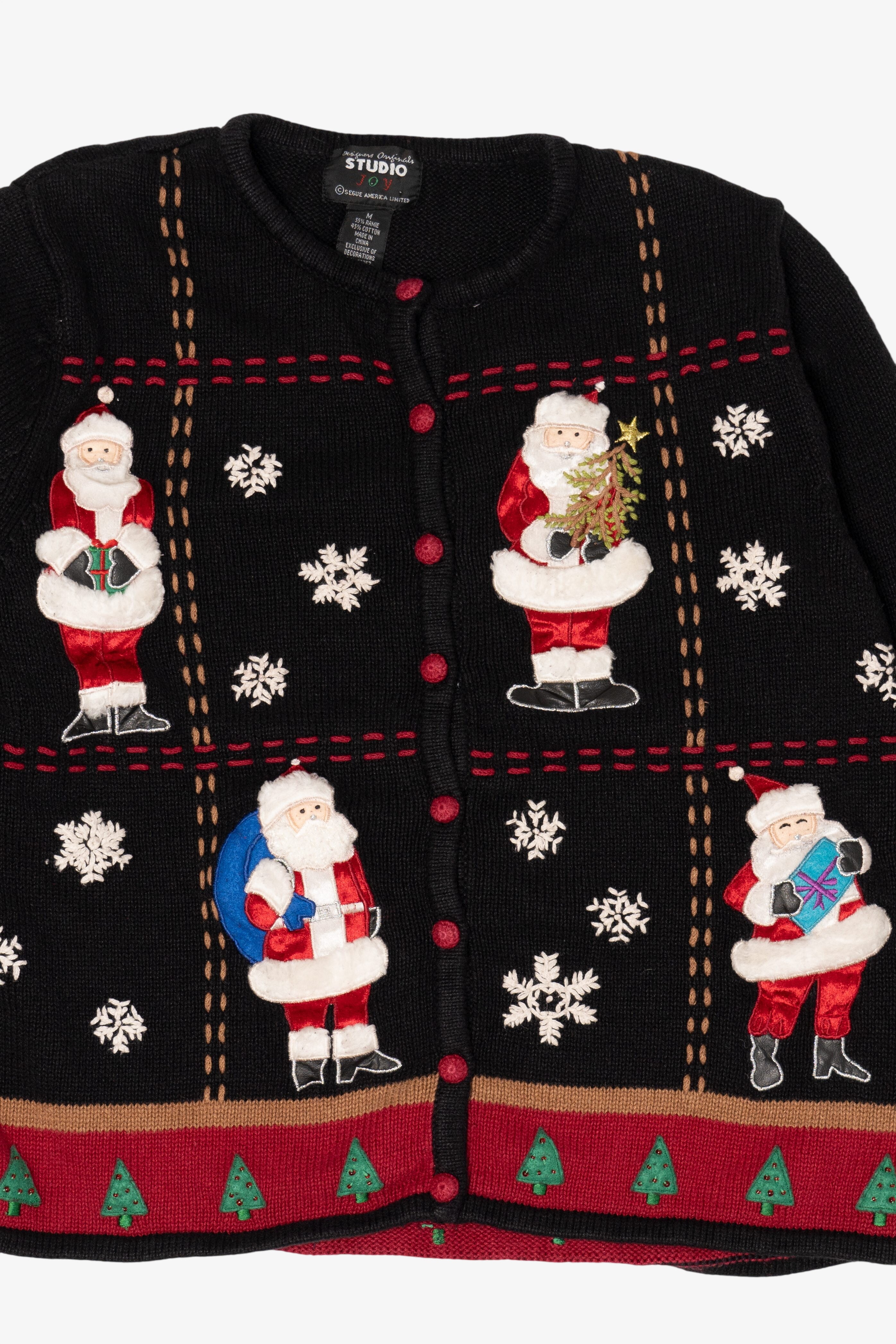 Vintage Black Designers Originals Studio Santa Ugly Christmas Cardigan (1990s)