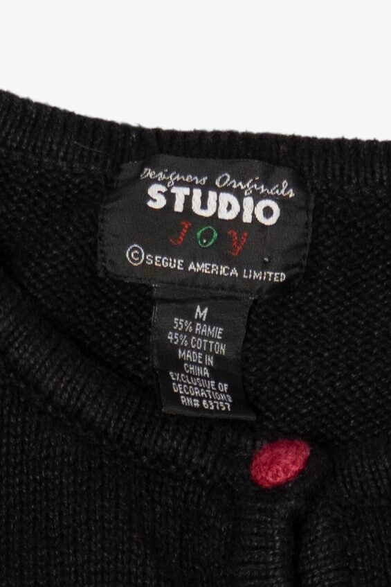 Vintage Black Designers Originals Studio Santa Ugly Christmas Cardigan (1990s)