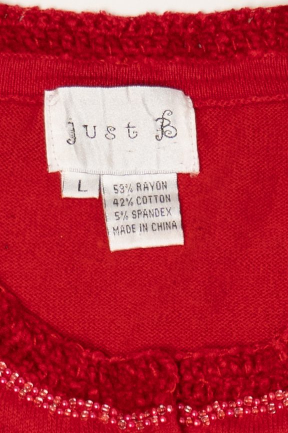 Vintage Y2k Lightweight Red Just B Nutcrackers Ugly Christmas Cardigan (2000s)