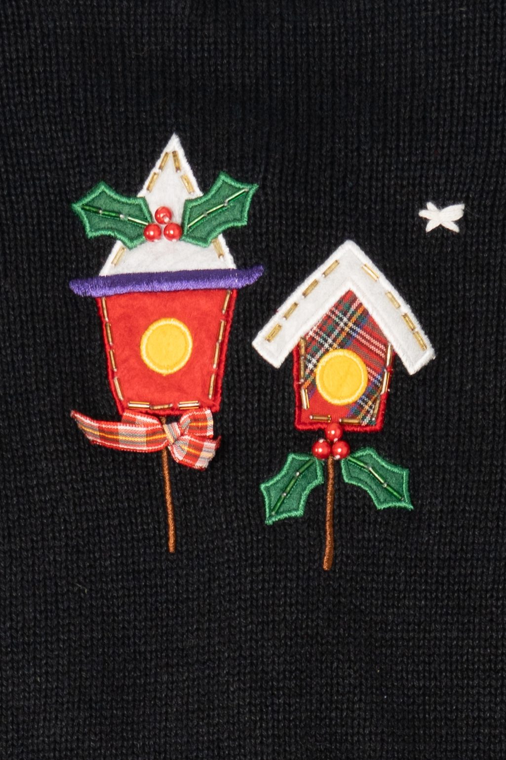 Vintage Black White Stag Snowmen Ugly Christmas Cardigan (1990s)