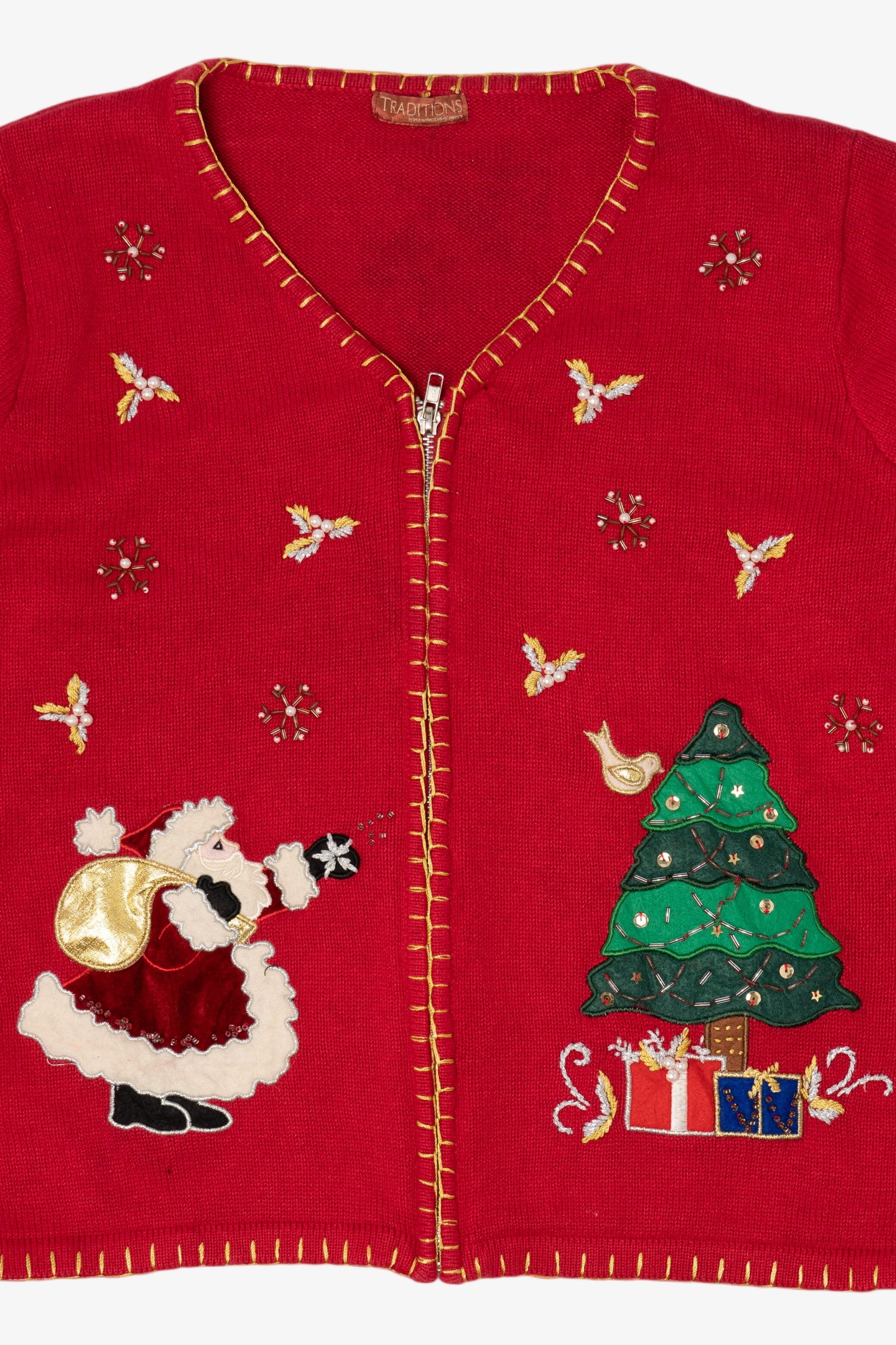 Vintage Red Traditions Santa Ugly Christmas Cardigan (2000s)