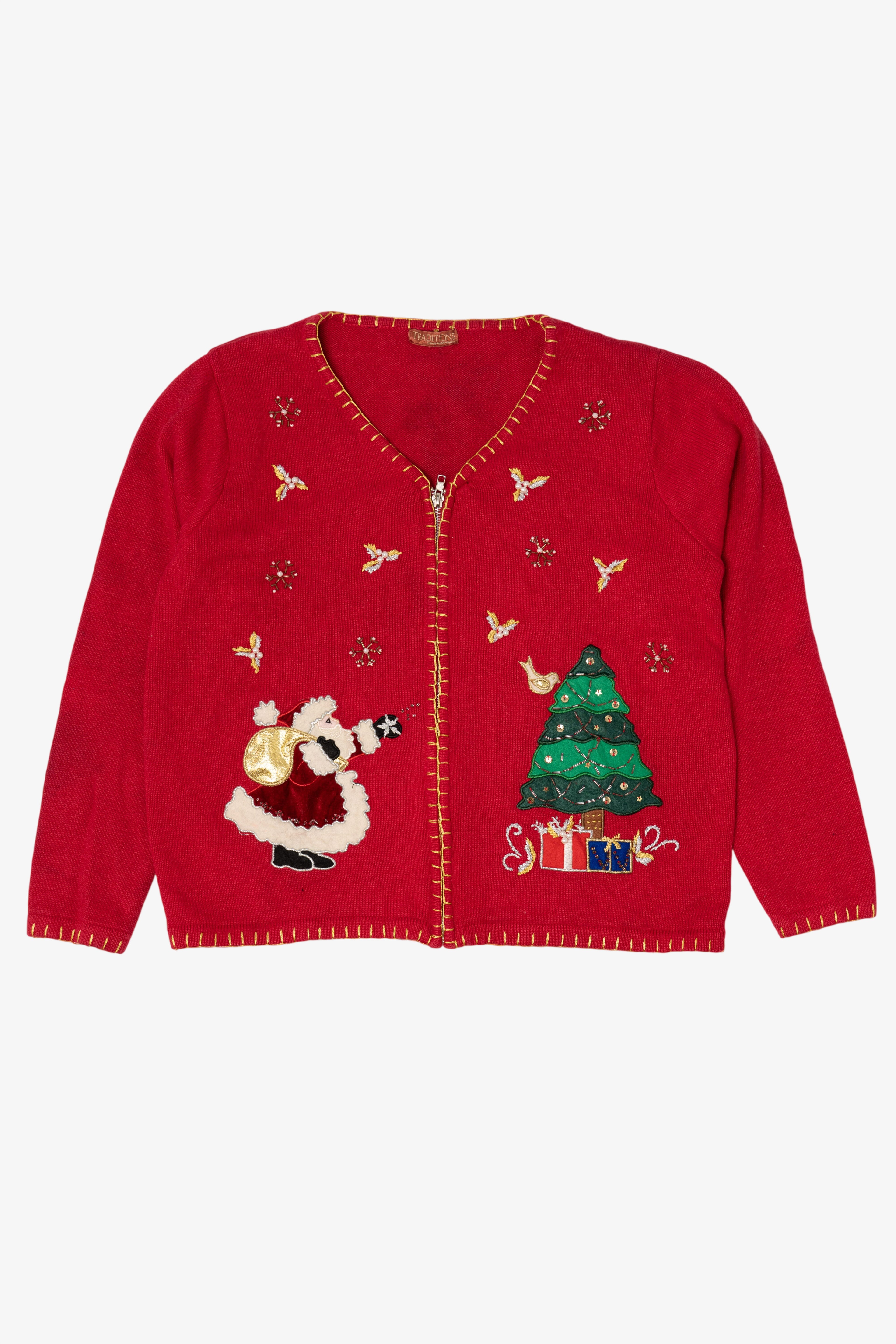 Vintage Red Traditions Santa Ugly Christmas Cardigan (2000s)