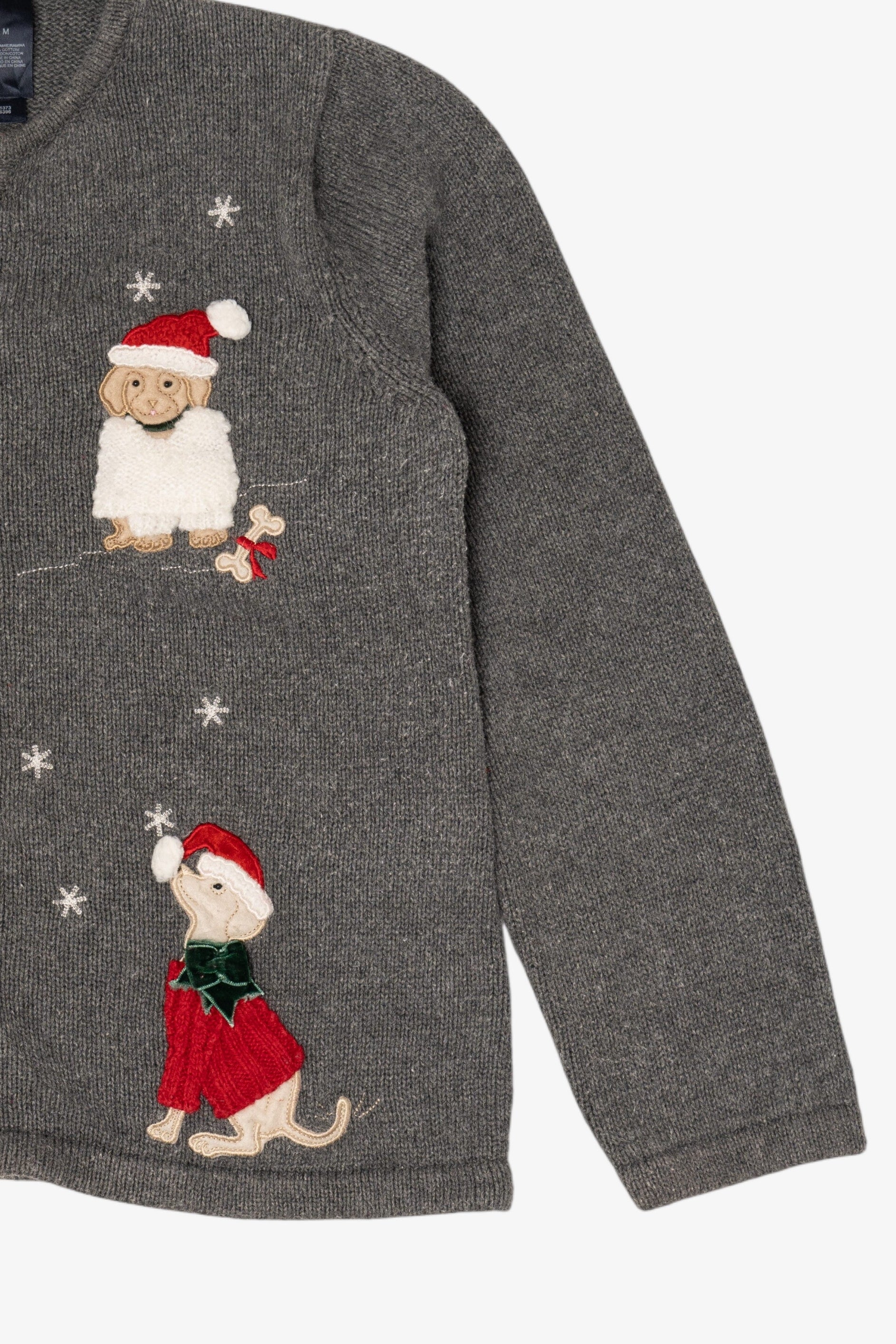 Vintage Gray Crazy Horse Dogs Ugly Christmas Cardigan (2000s)