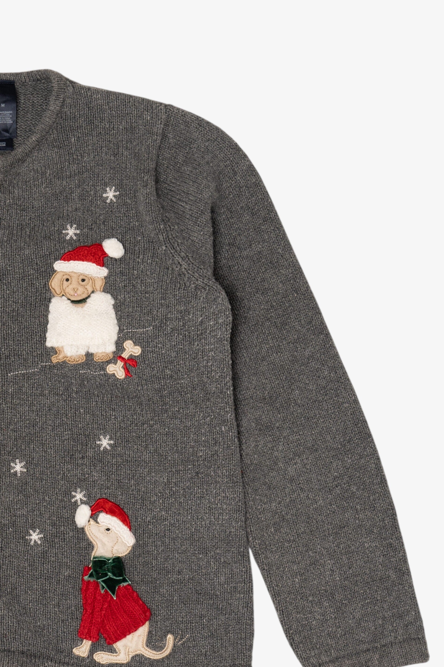 Vintage Gray Crazy Horse Dogs Ugly Christmas Cardigan (2000s)