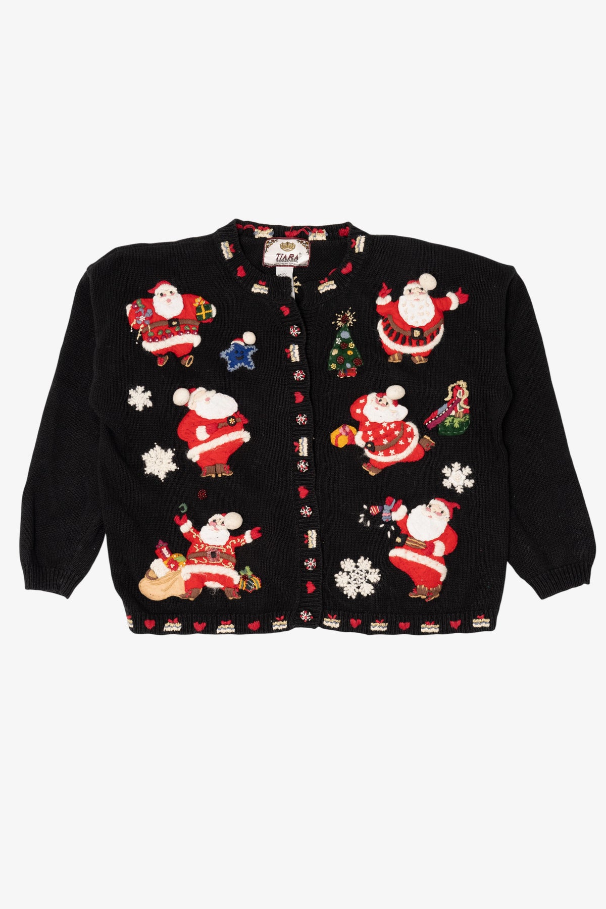 Vintage Black Tiara International Santa Ugly Christmas Cardigan (2000s)