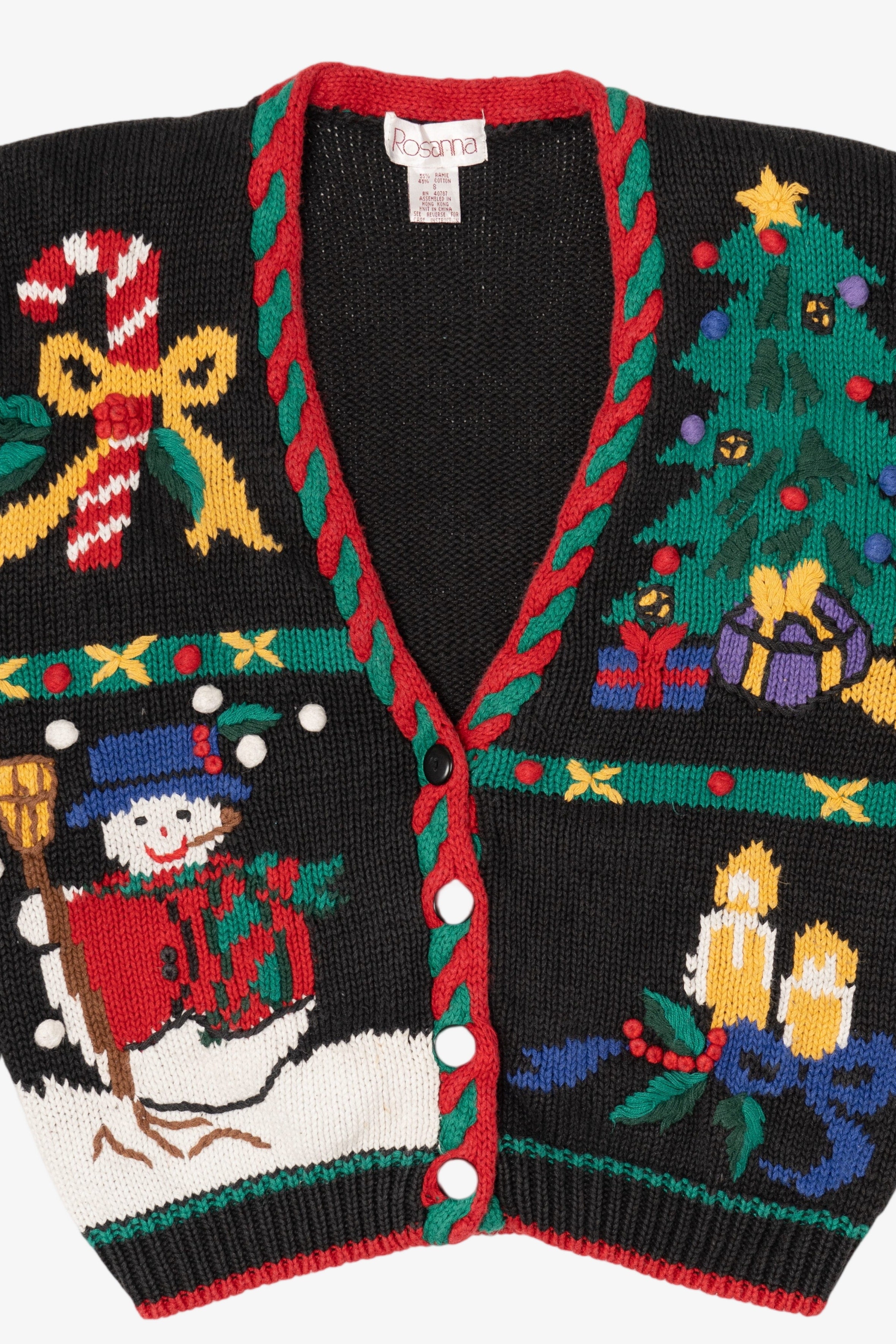 Vintage Black Rosanna Ugly Christmas Cardigan (1980s)