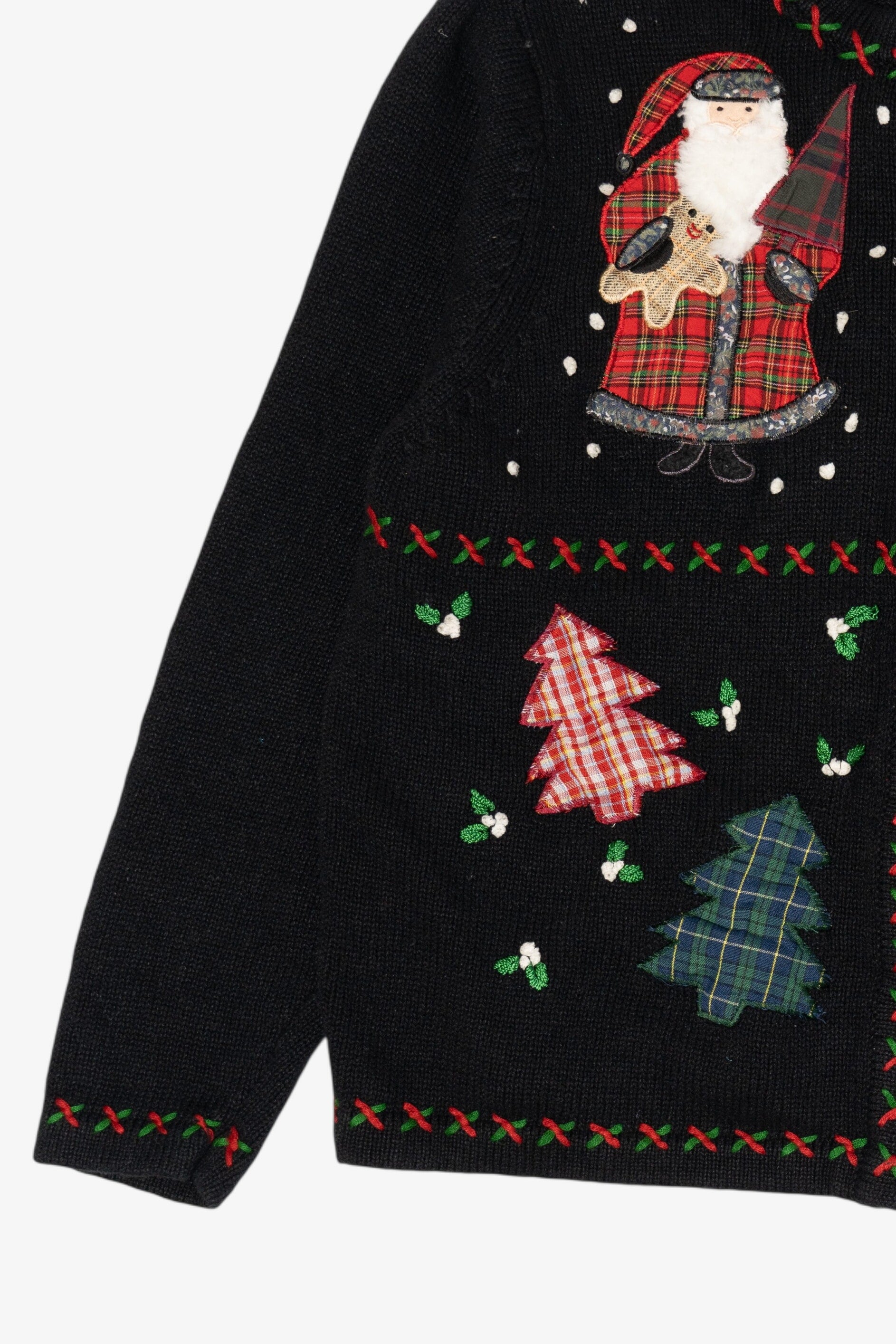 Vintage Black All Points Santa Ugly Christmas Cardigan (1990s)