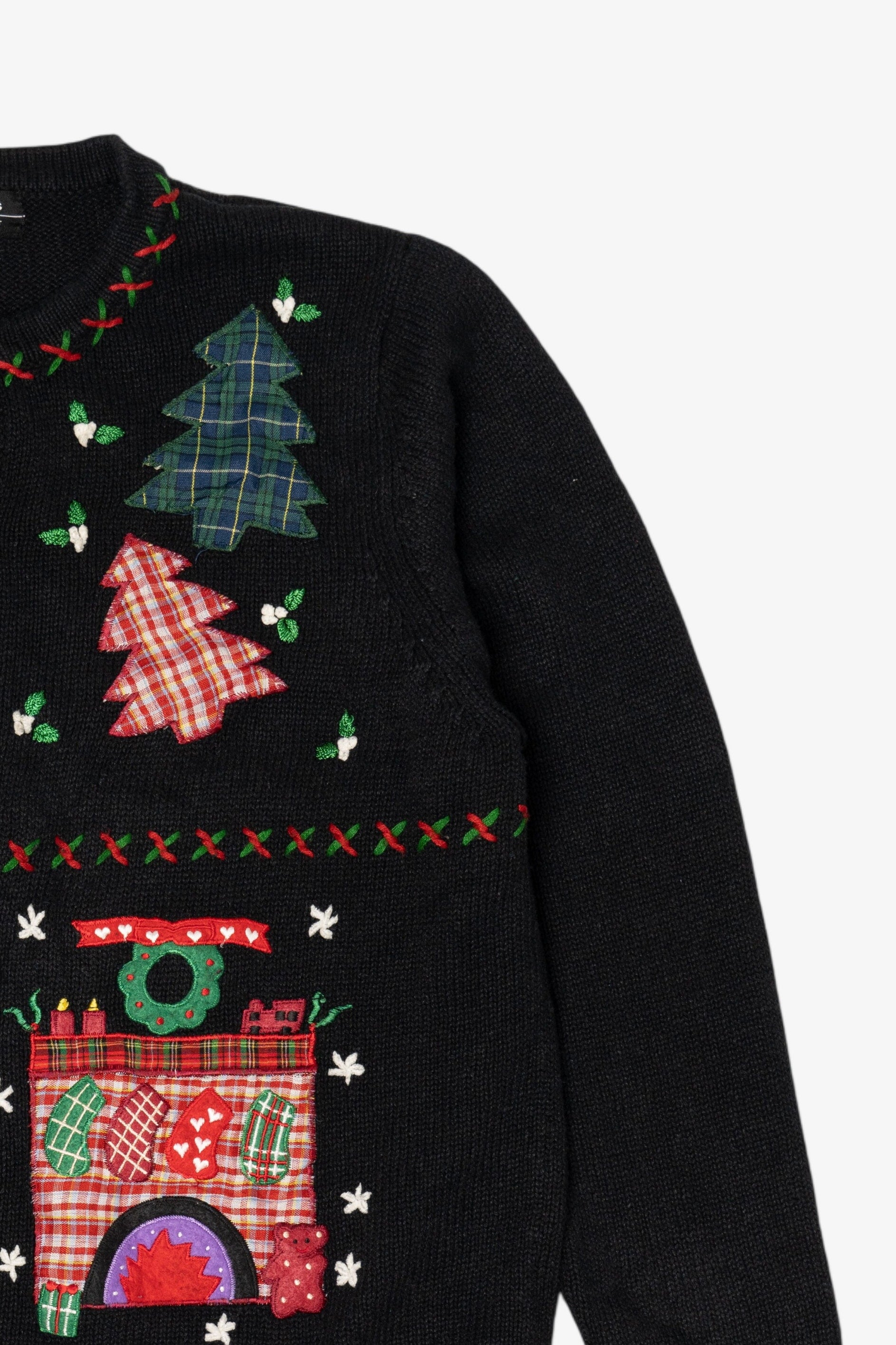 Vintage Black All Points Santa Ugly Christmas Cardigan (1990s)
