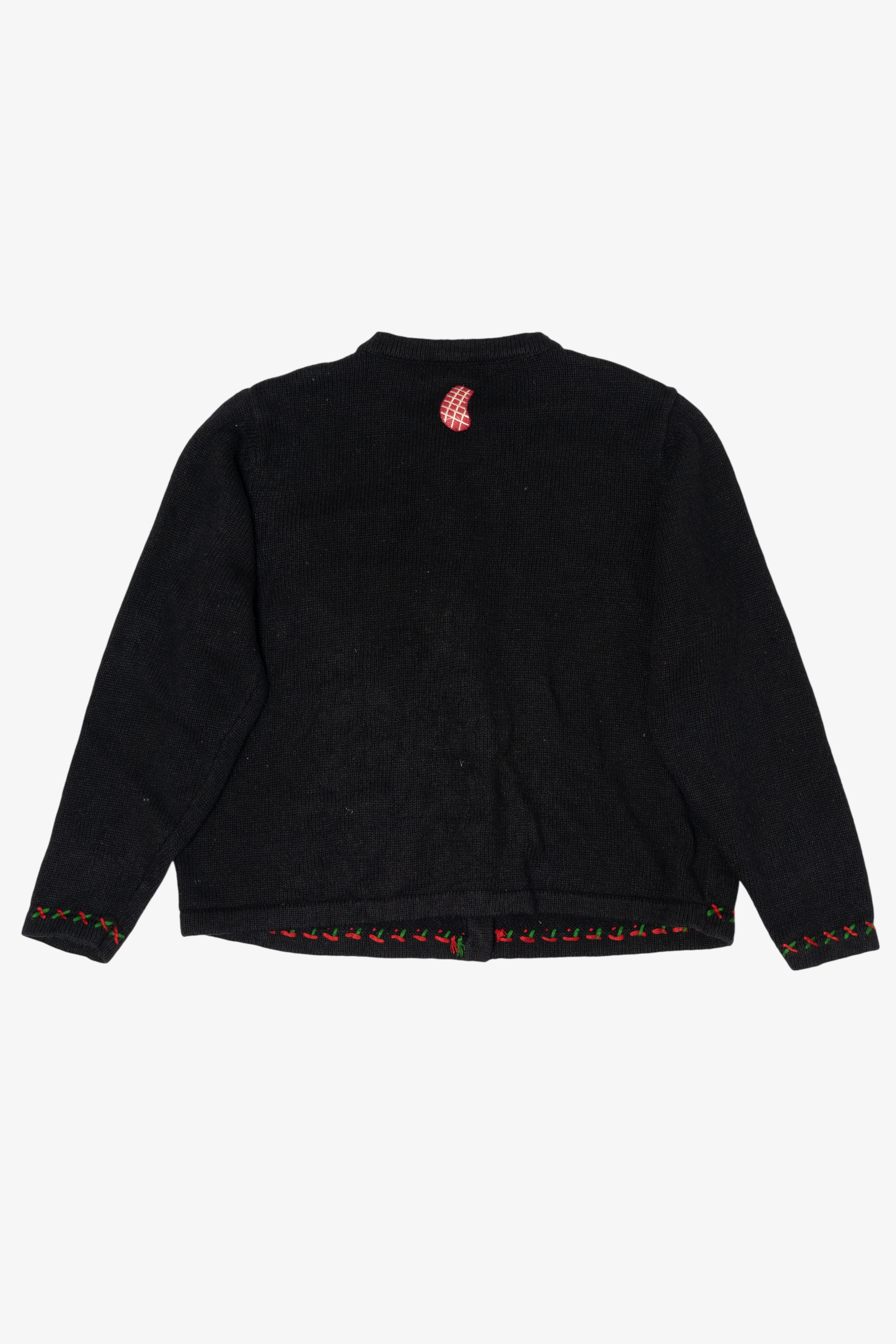 Vintage Black All Points Santa Ugly Christmas Cardigan (1990s)