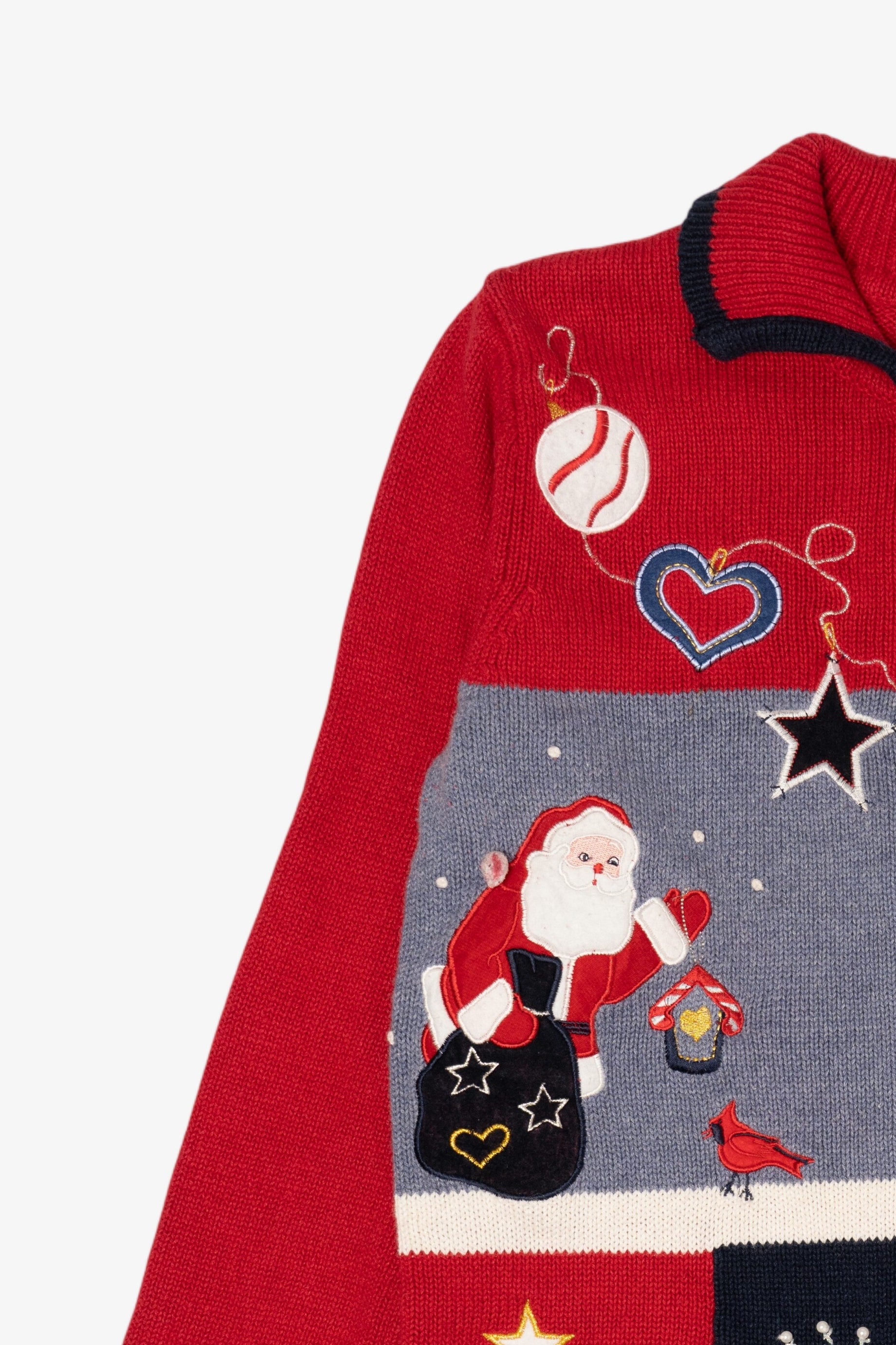 Vintage Red White Stag Ugly Christmas Cardigan (1990s)