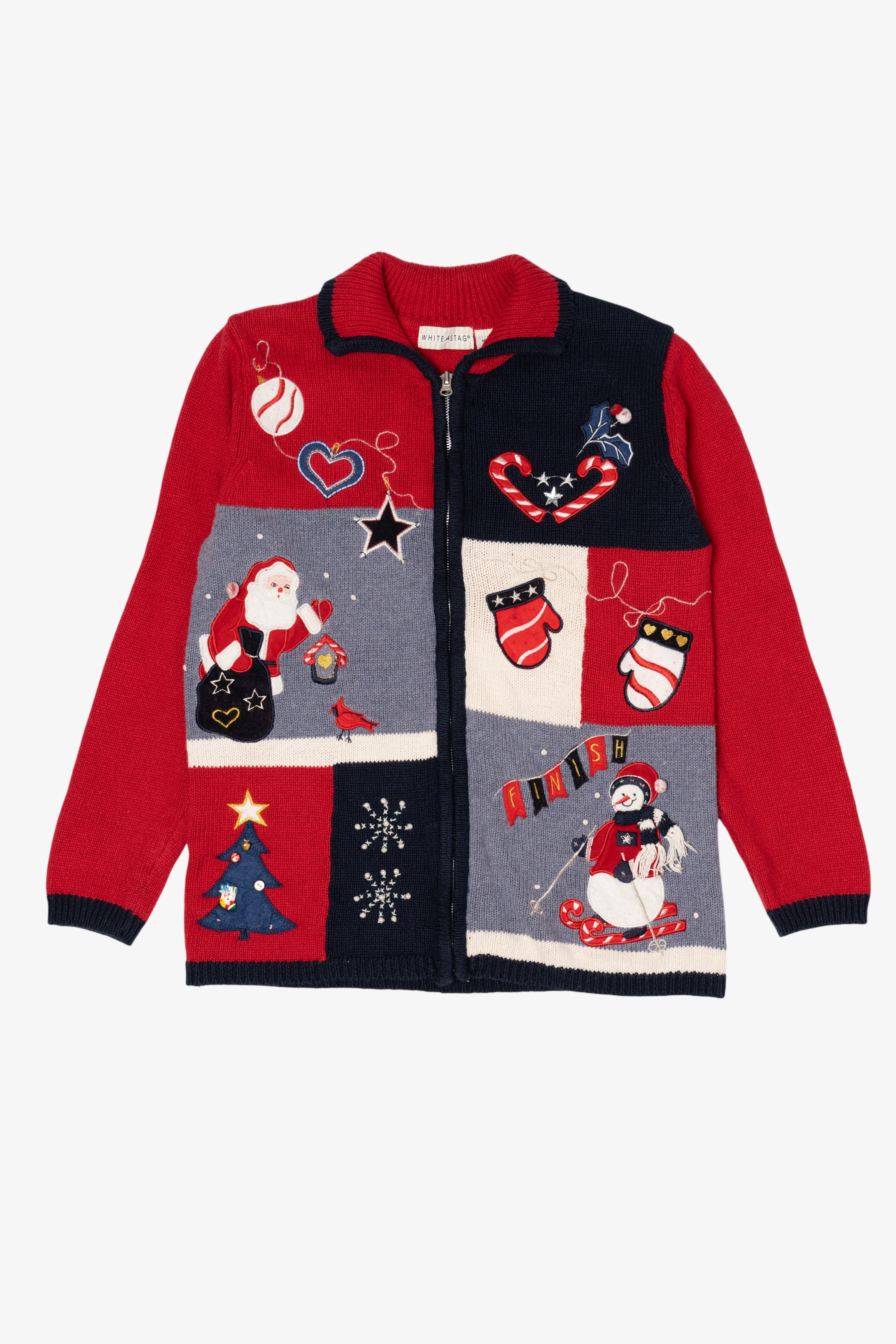 Vintage Red White Stag Ugly Christmas Cardigan (1990s)