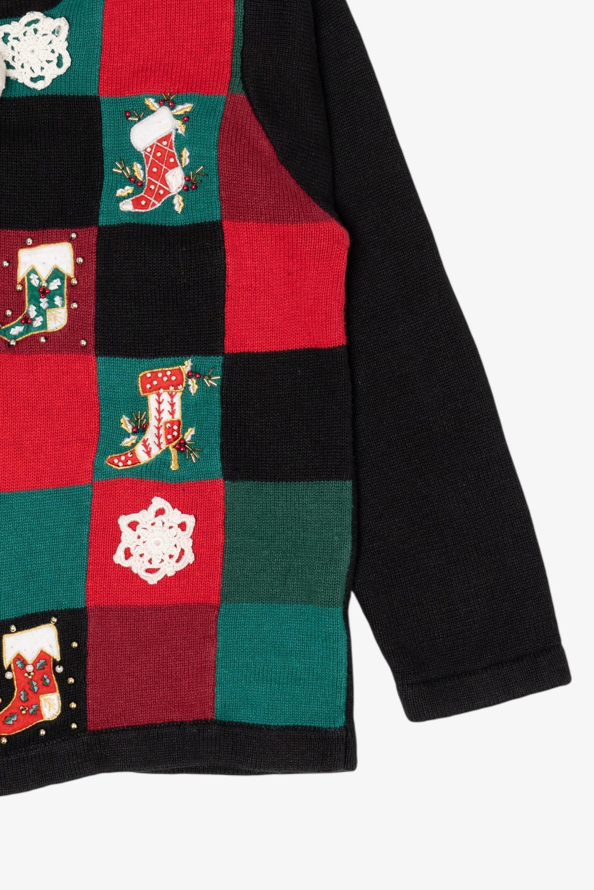 Vintage Black Victoria Jones Stockings Ugly Christmas Cardigan (1990s)