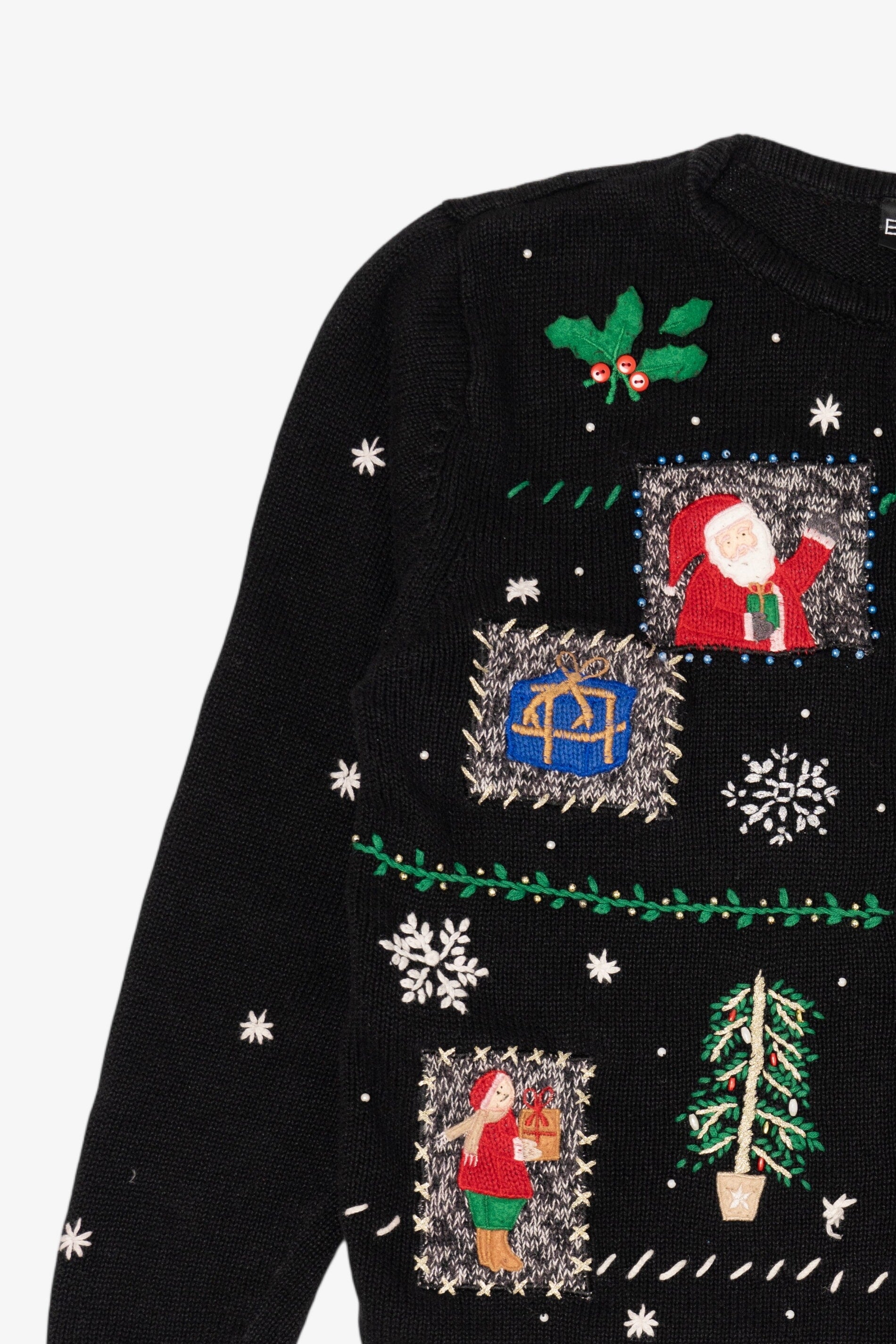 Vintage Black Erika Ugly Christmas Cardigan (1990s)