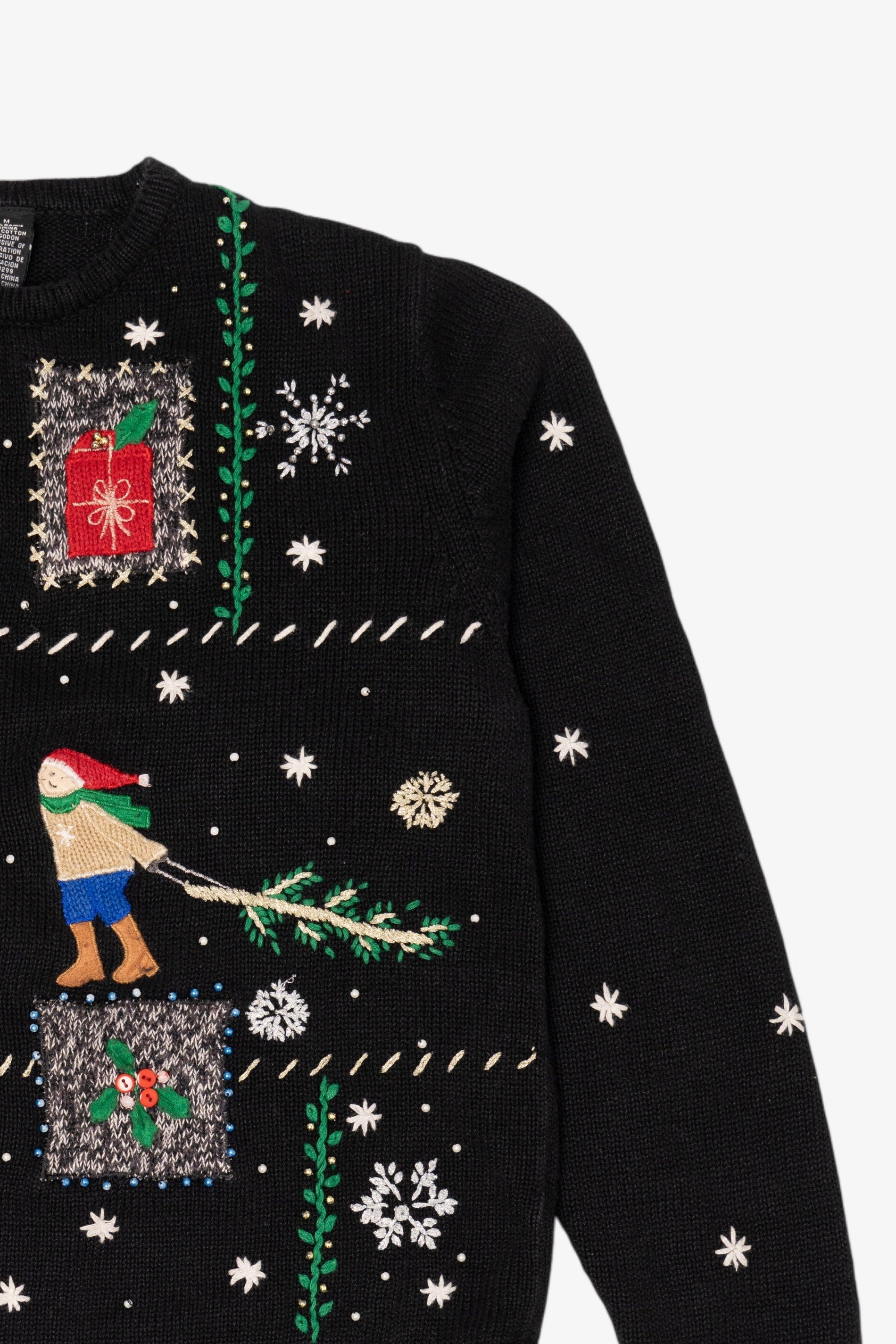 Vintage Black Erika Ugly Christmas Cardigan (1990s)