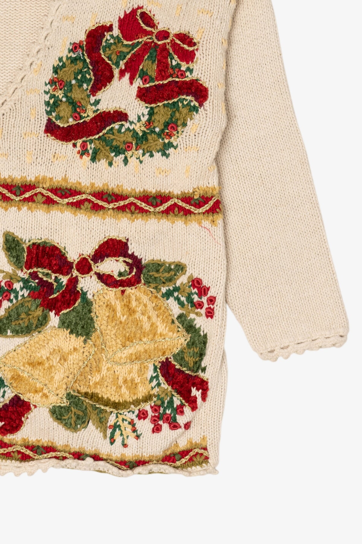 Vintage Ivory Tiara International Ugly Christmas Cardigan (1990s)