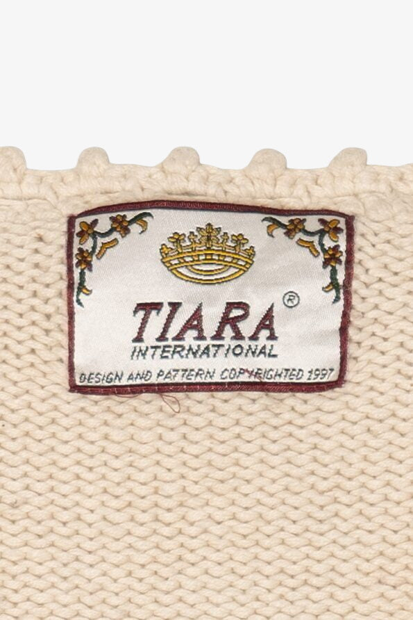 Vintage Ivory Tiara International Ugly Christmas Cardigan (1990s)
