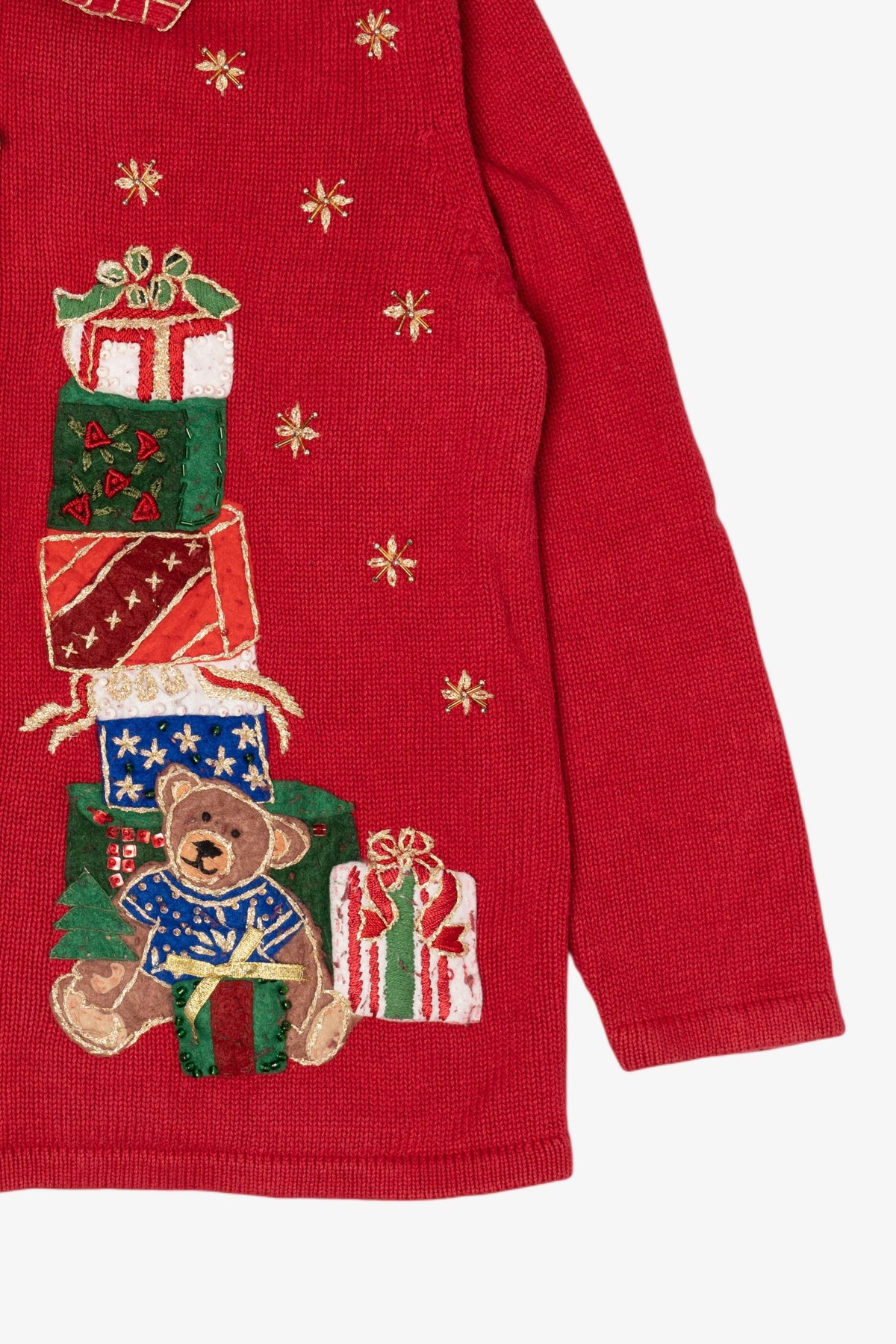 Vintage Red Heirloom Collectible Presents Ugly Christmas Cardigan (2000s)
