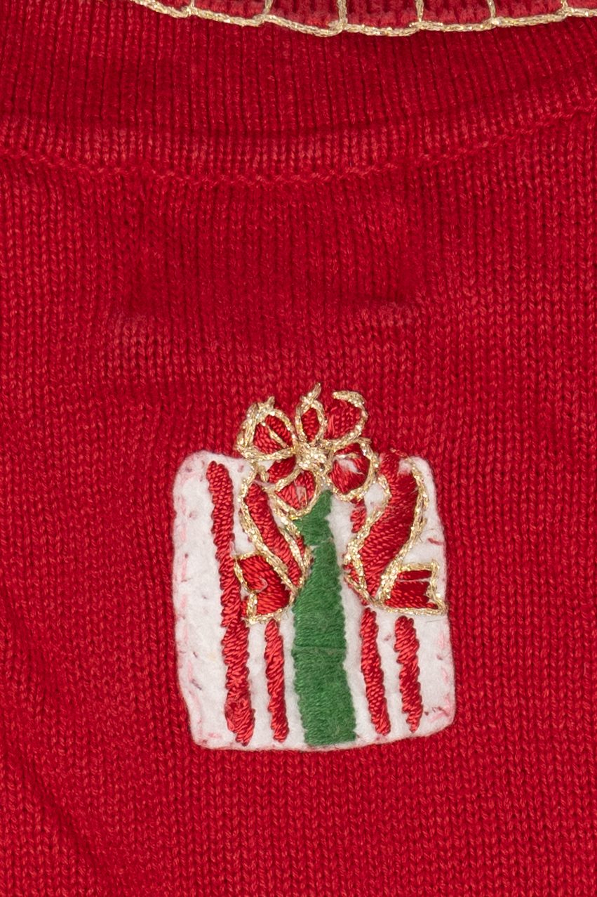 Vintage Red Heirloom Collectible Presents Ugly Christmas Cardigan (2000s)