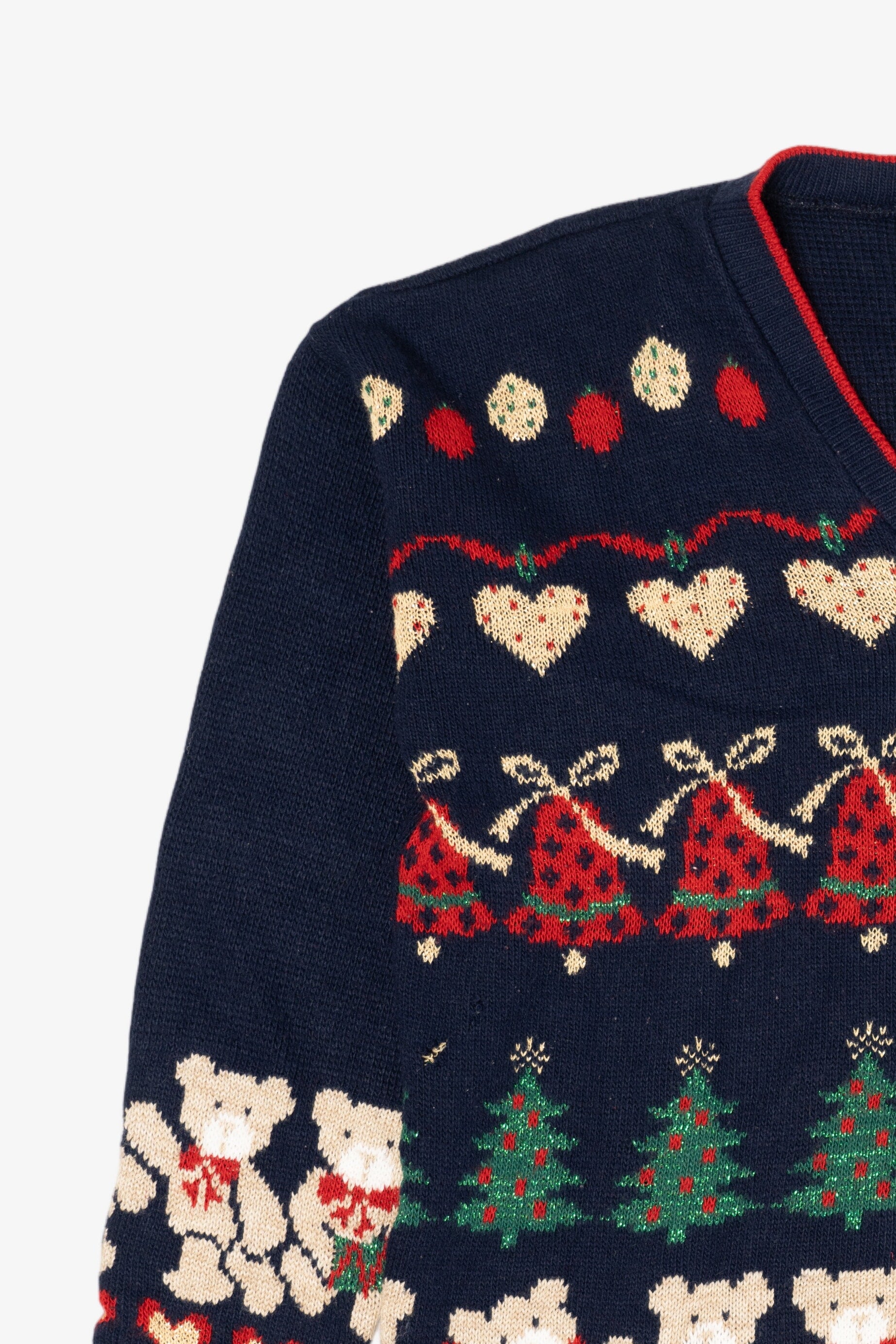 Vintage Navy Blue Nutcracker Bears Ugly Christmas Cardigan (1980s)