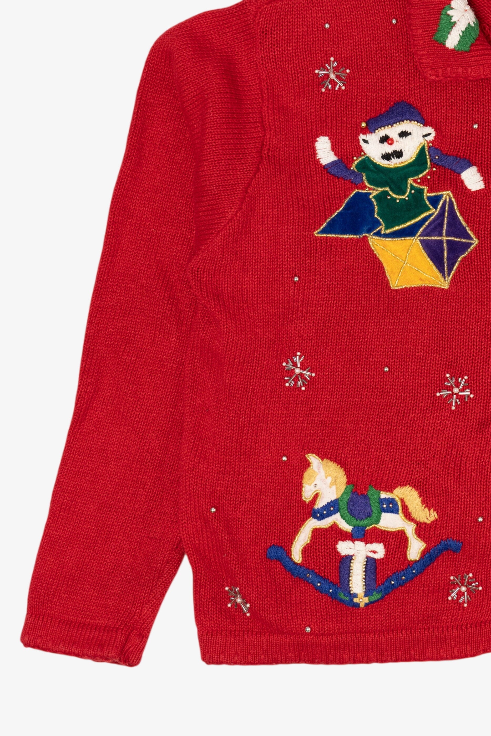 Vintage Red Victoria Jones Toys Ugly Christmas Cardigan (1990s)