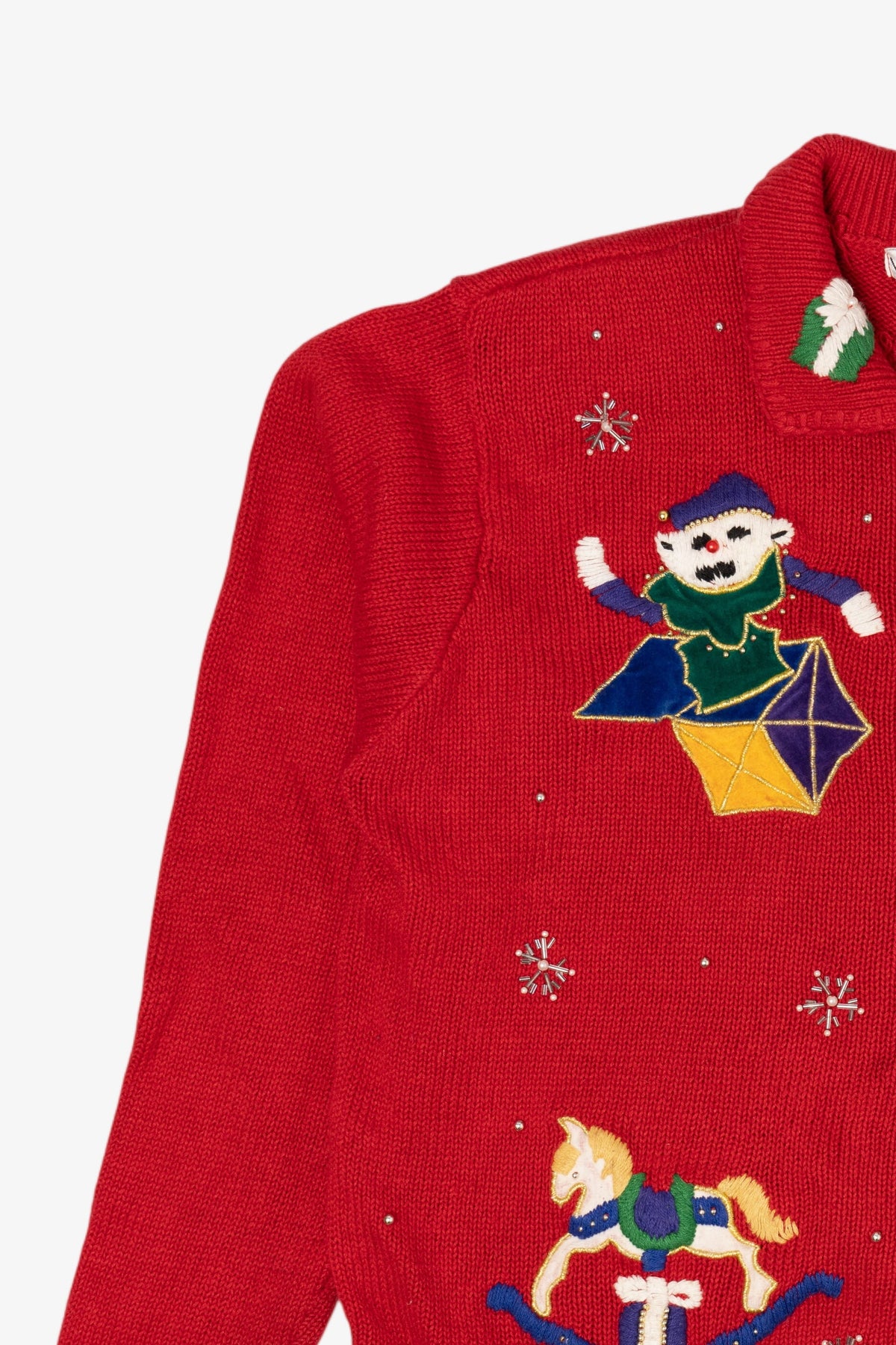 Vintage Red Victoria Jones Toys Ugly Christmas Cardigan (1990s)