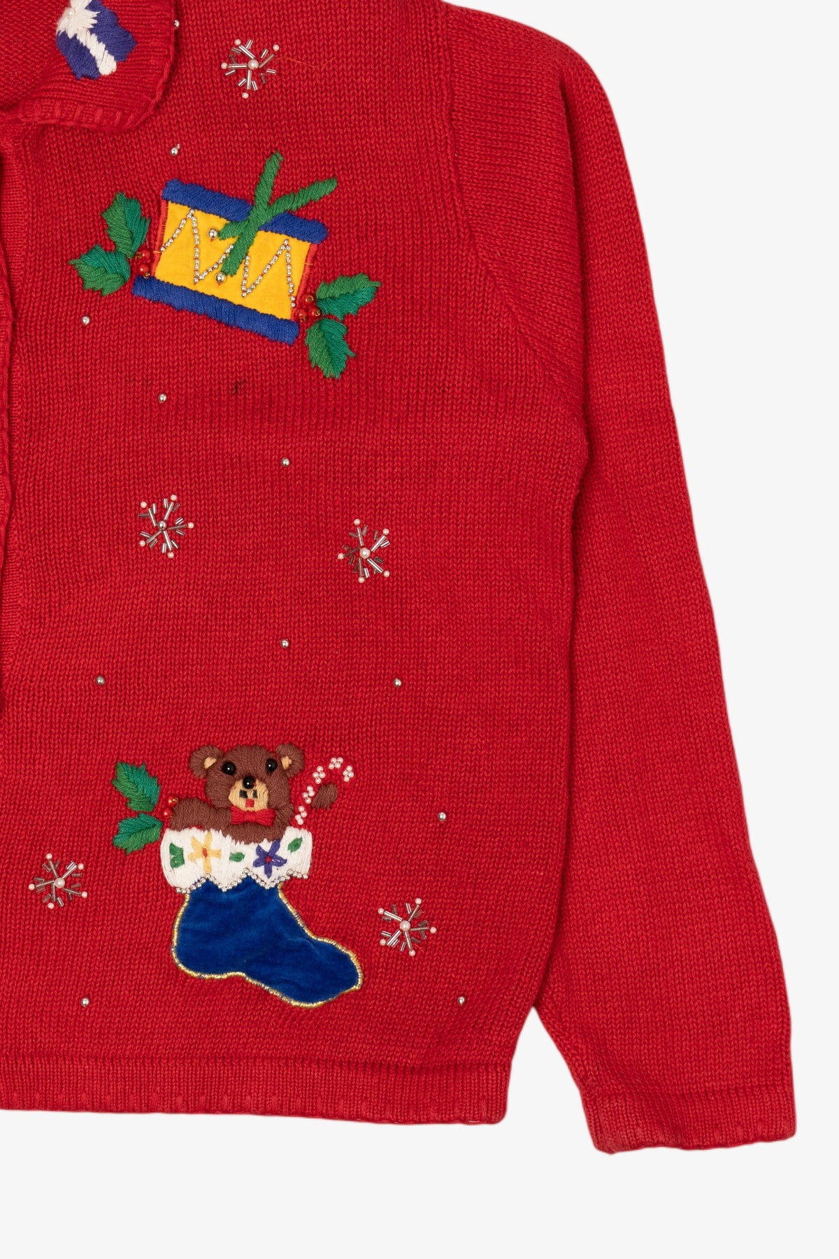 Vintage Red Victoria Jones Toys Ugly Christmas Cardigan (1990s)