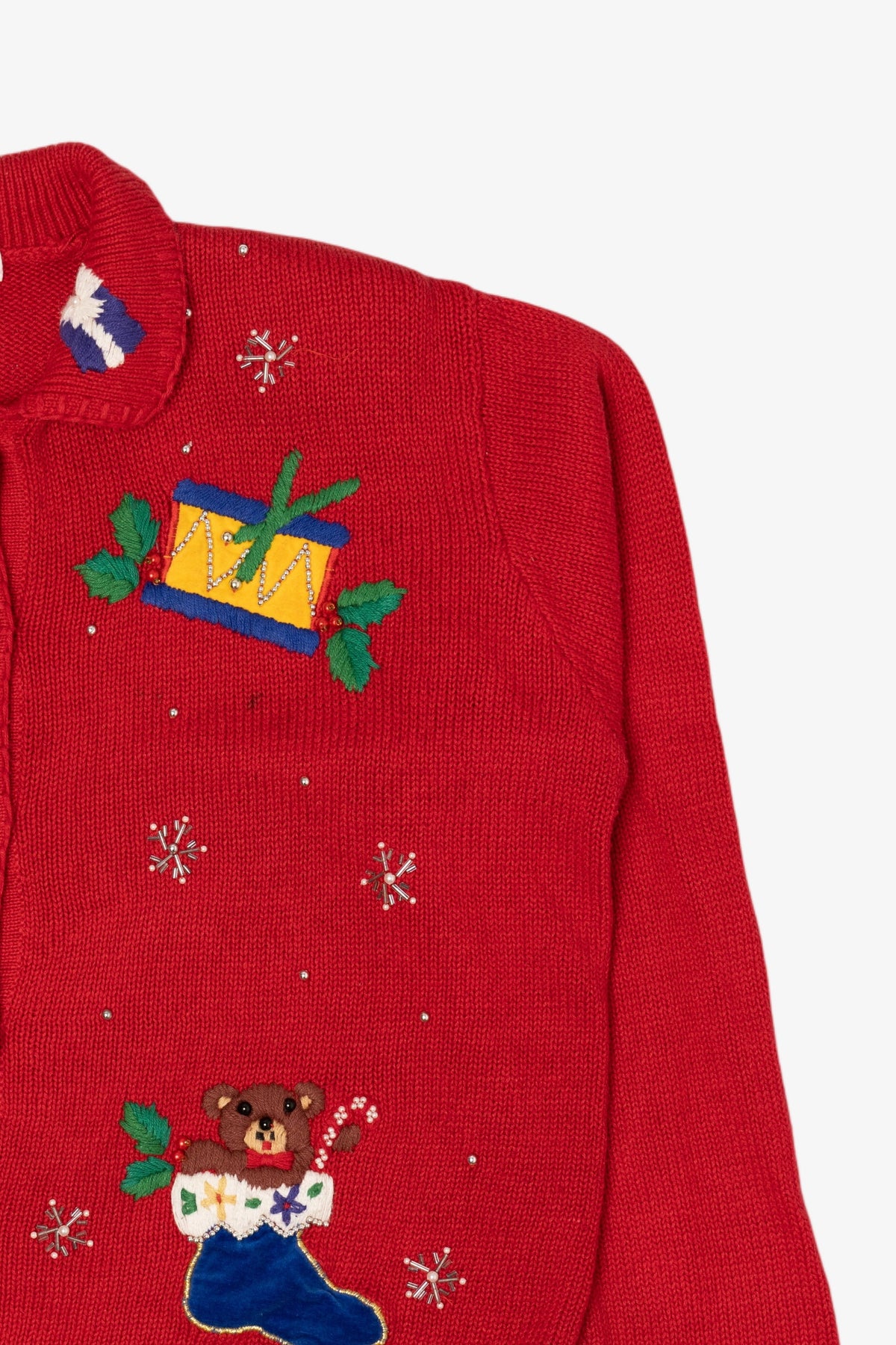 Vintage Red Victoria Jones Toys Ugly Christmas Cardigan (1990s)