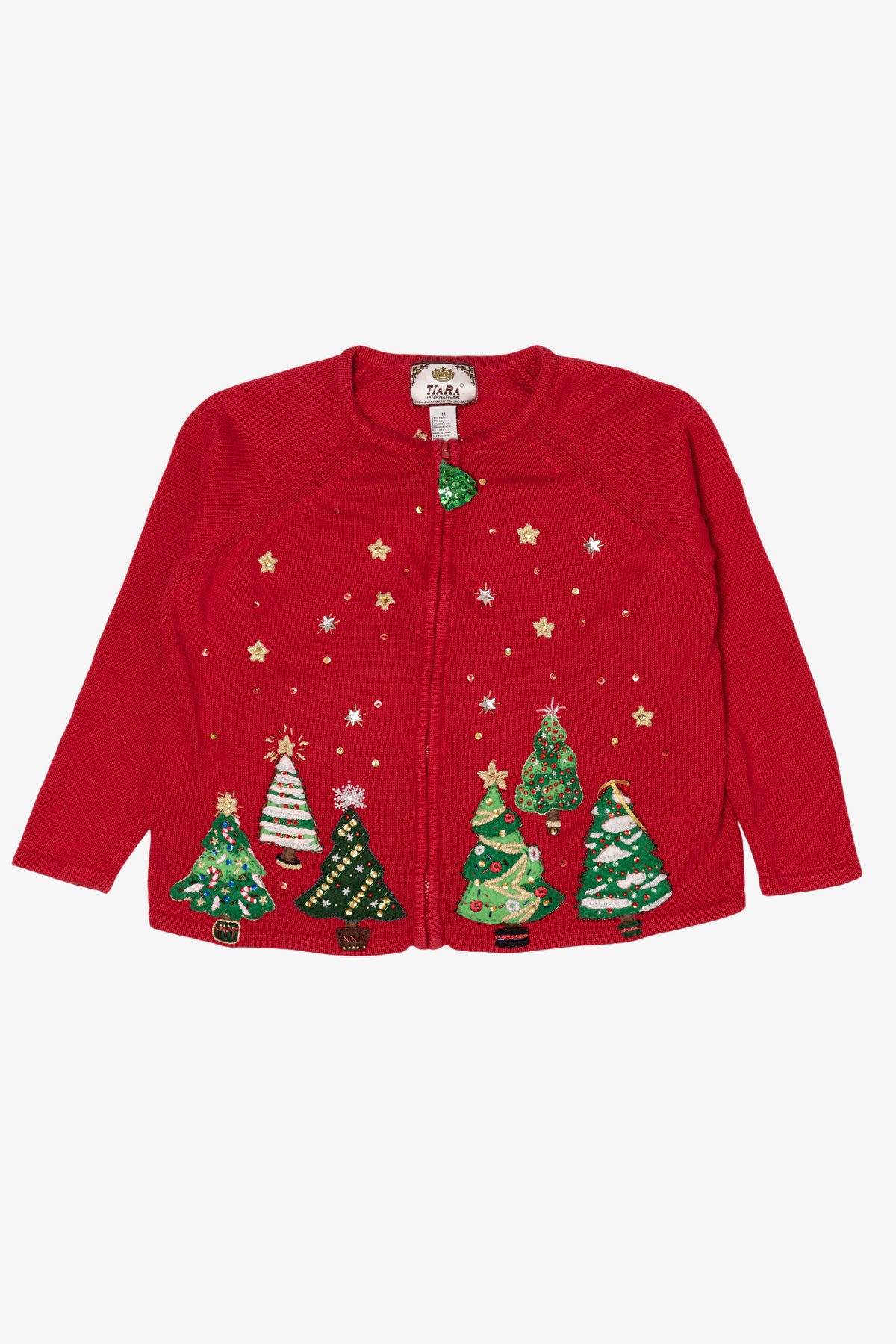 Vintage Red Tiara International Trees Ugly Christmas Cardigan (2000s)