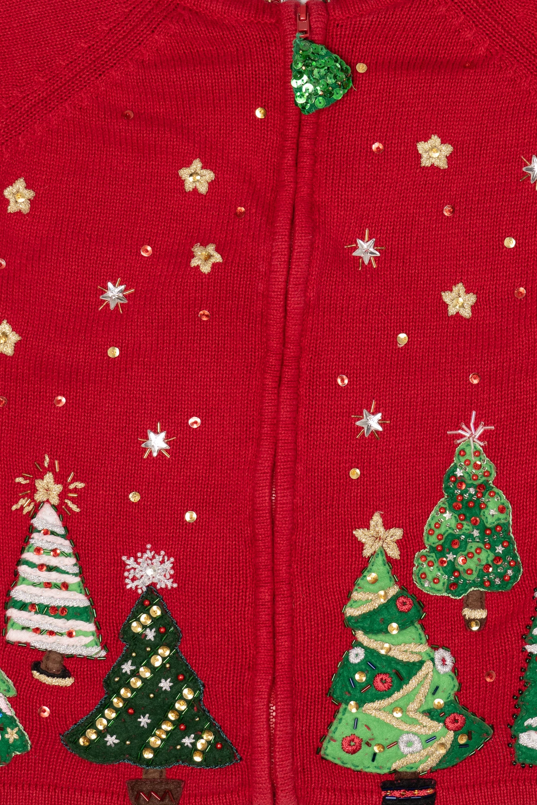 Vintage Red Tiara International Trees Ugly Christmas Cardigan (2000s)