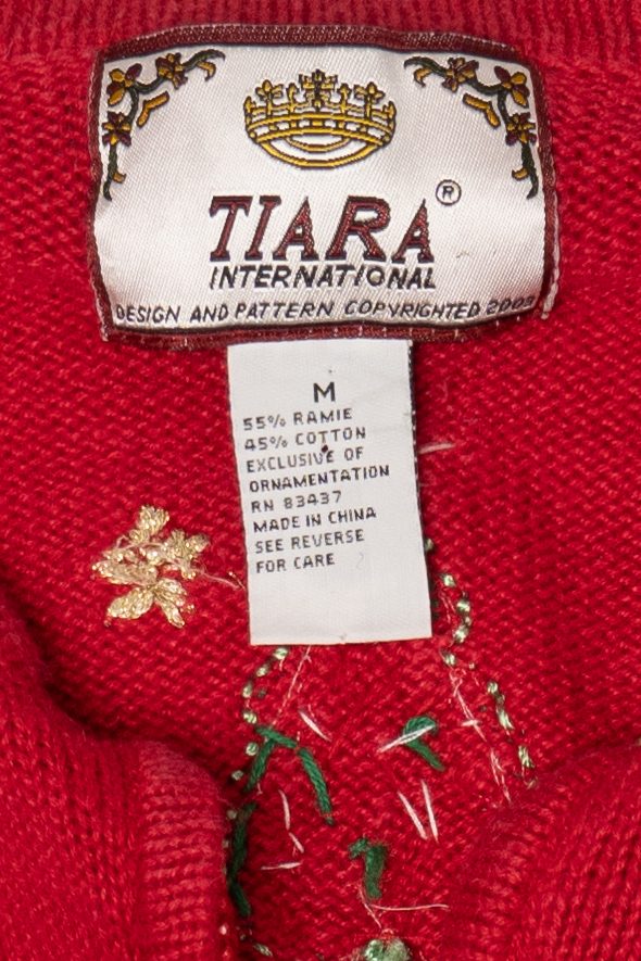 Vintage Red Tiara International Trees Ugly Christmas Cardigan (2000s)