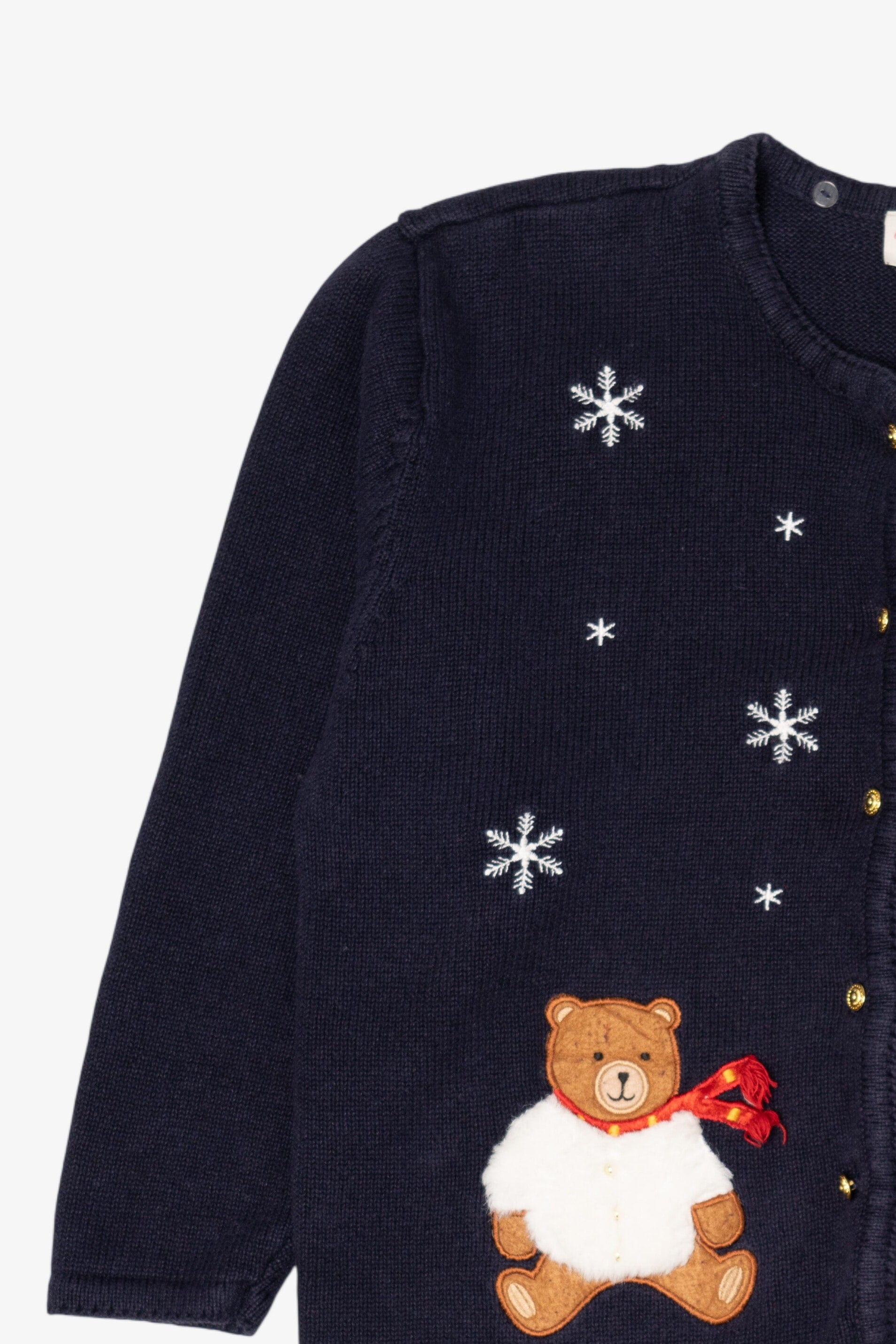 Vintage Navy Blue Crystal Kobe Bears Ugly Christmas Cardigan (1990s)