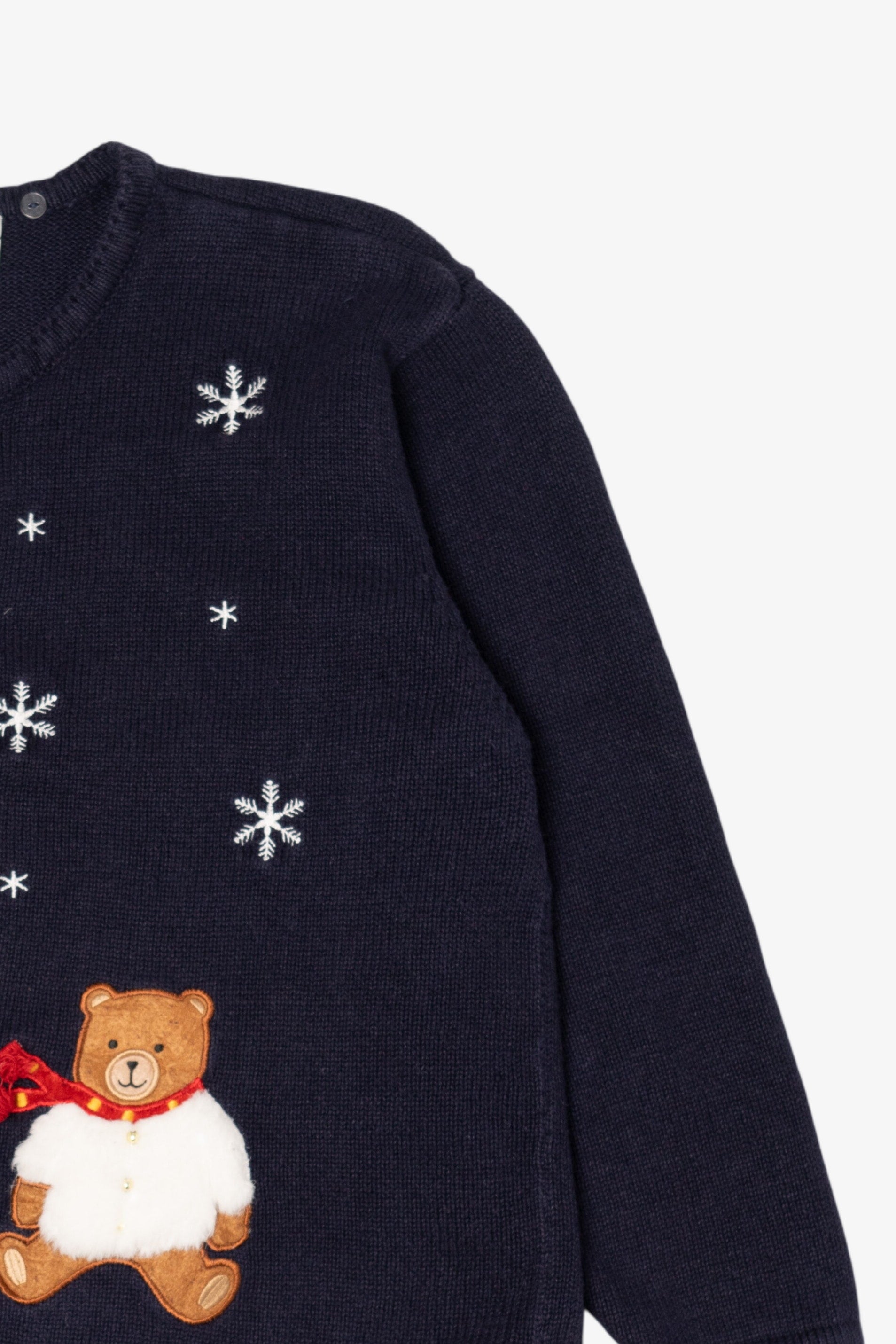 Vintage Navy Blue Crystal Kobe Bears Ugly Christmas Cardigan (1990s)