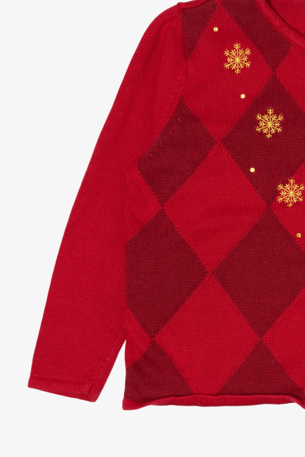 Vintage Red Classic Elements Santa Ugly Christmas Cardigan (1990s)