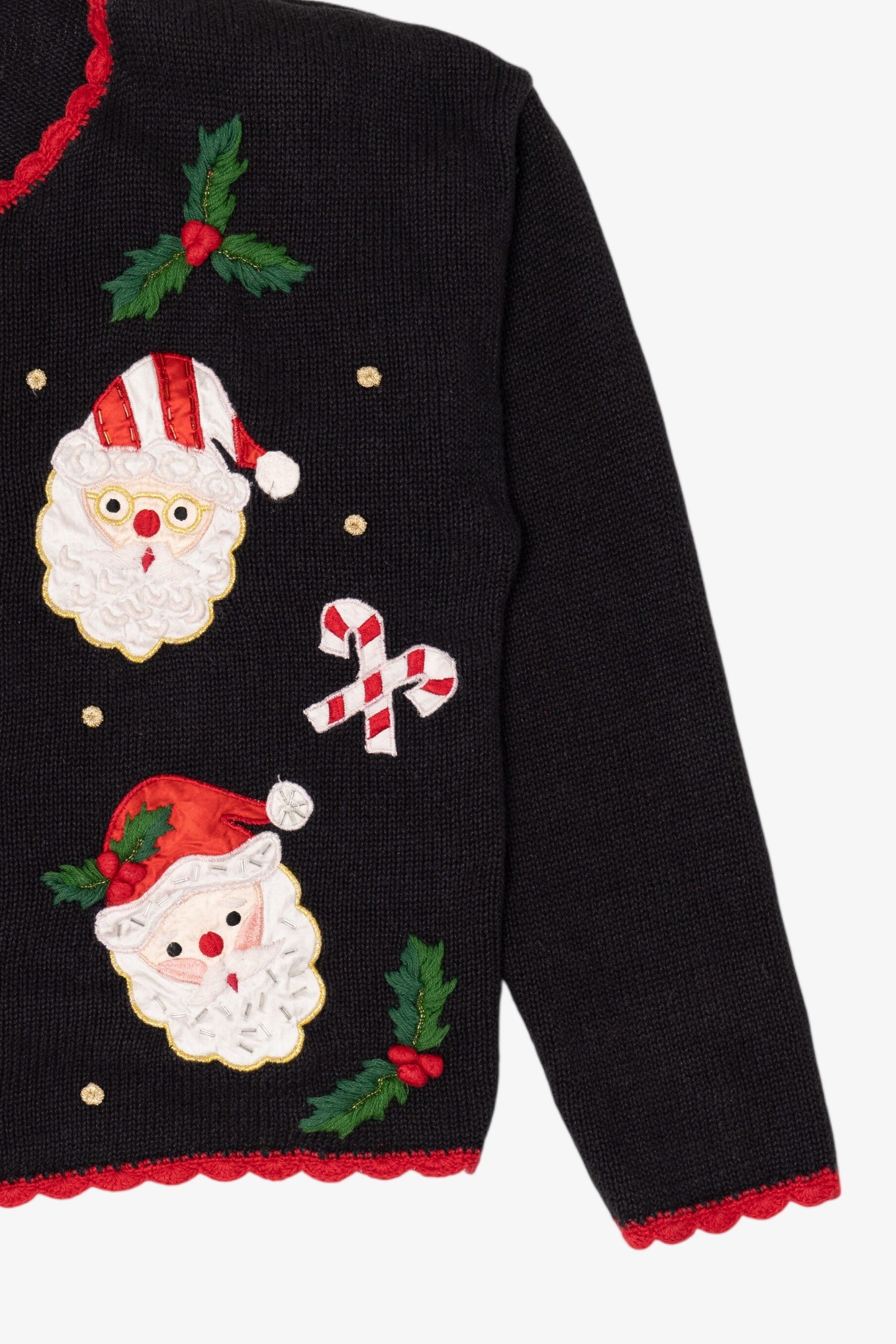 Vintage Black Nutcracker Santa Ugly Christmas Cardigan (1990s)
