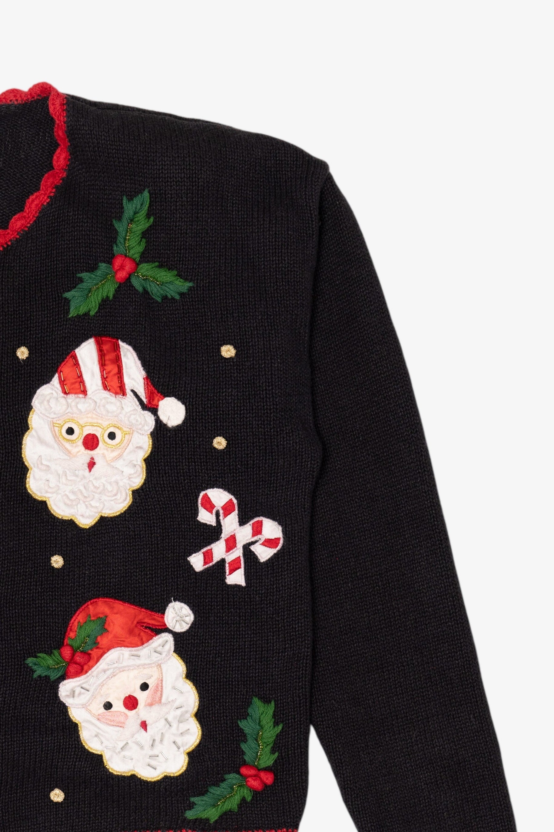 Vintage Black Nutcracker Santa Ugly Christmas Cardigan (1990s)