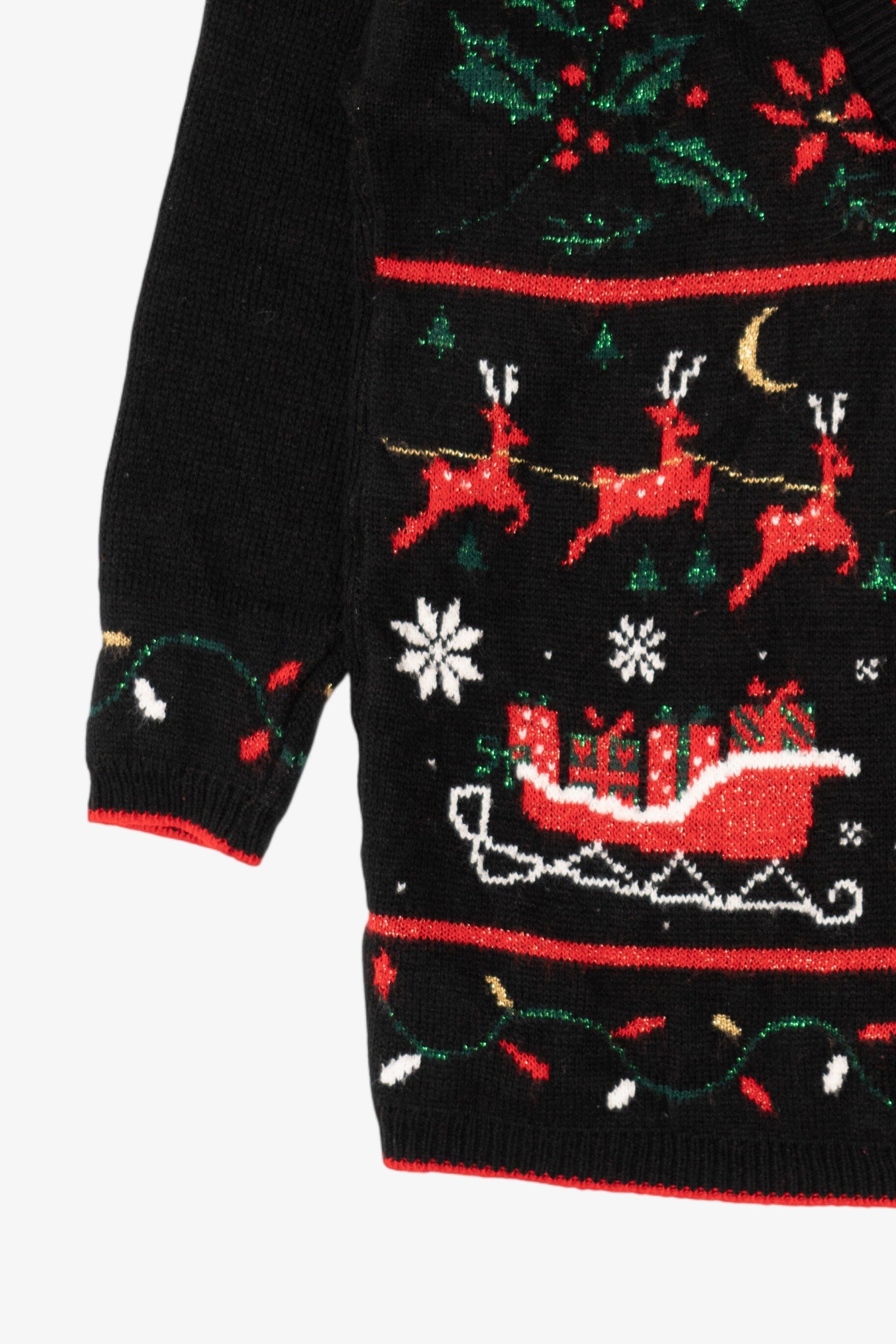 Vintage Black SASSON Ugly Christmas Cardigan (1990s)